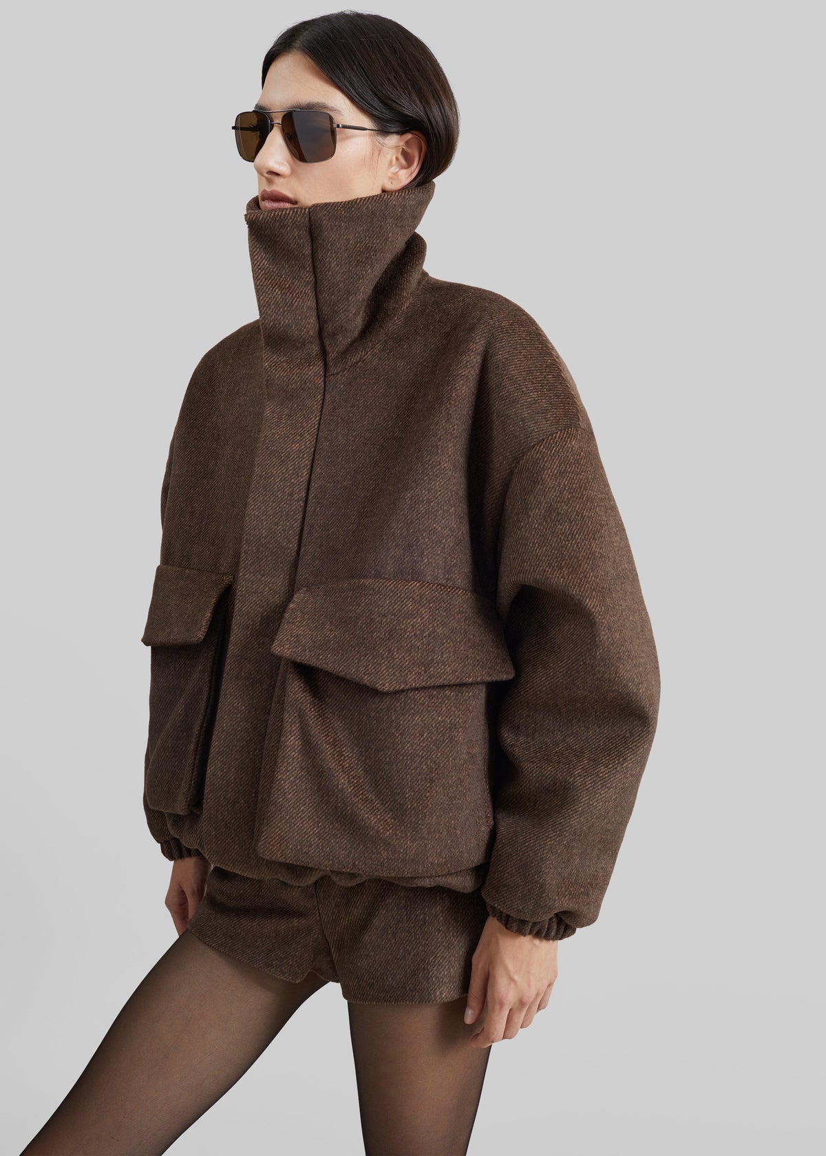 Veste aviateur Elle - Marron chiné