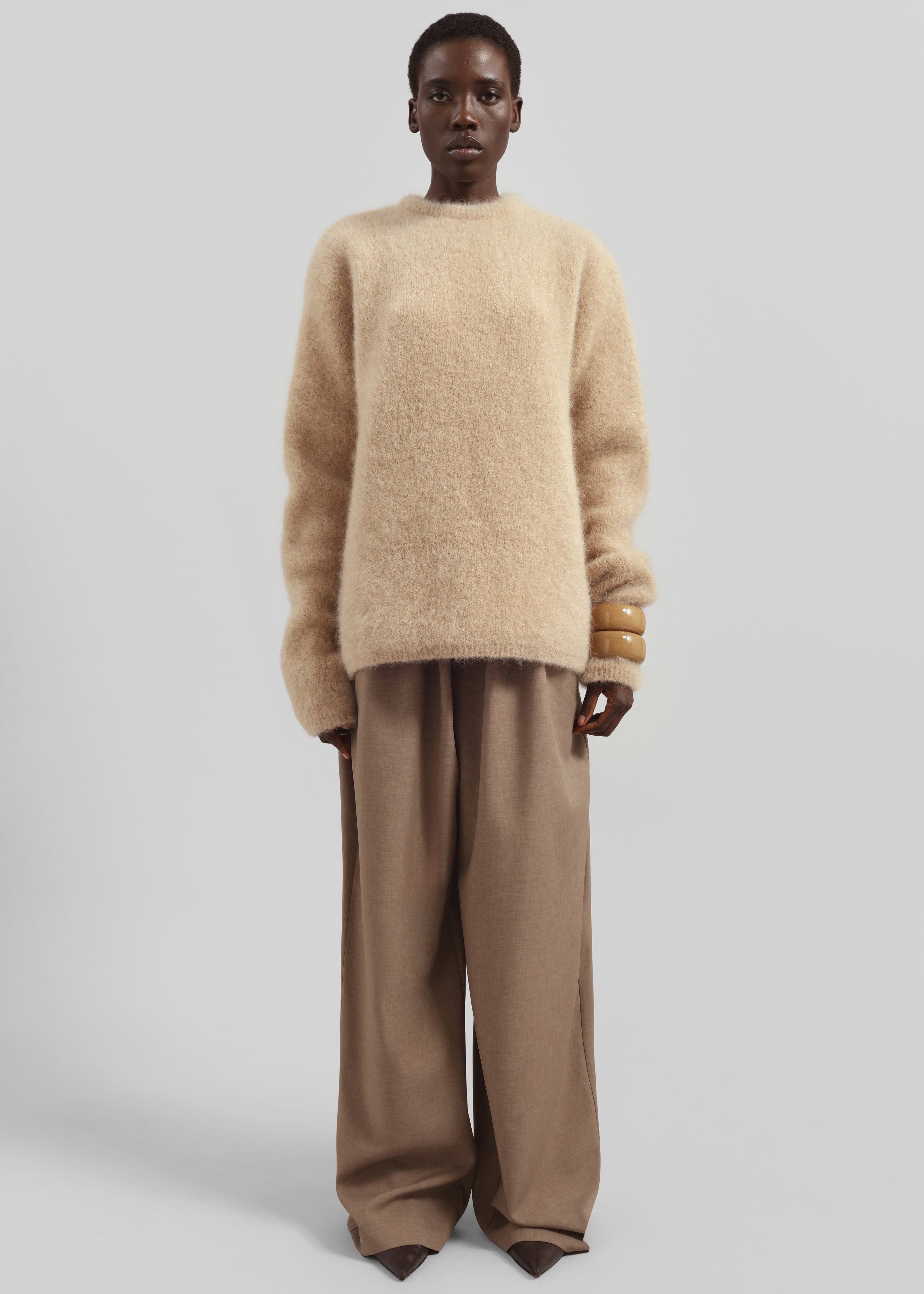 Ellery Mohair Crewneck Sweater - Beige - 2