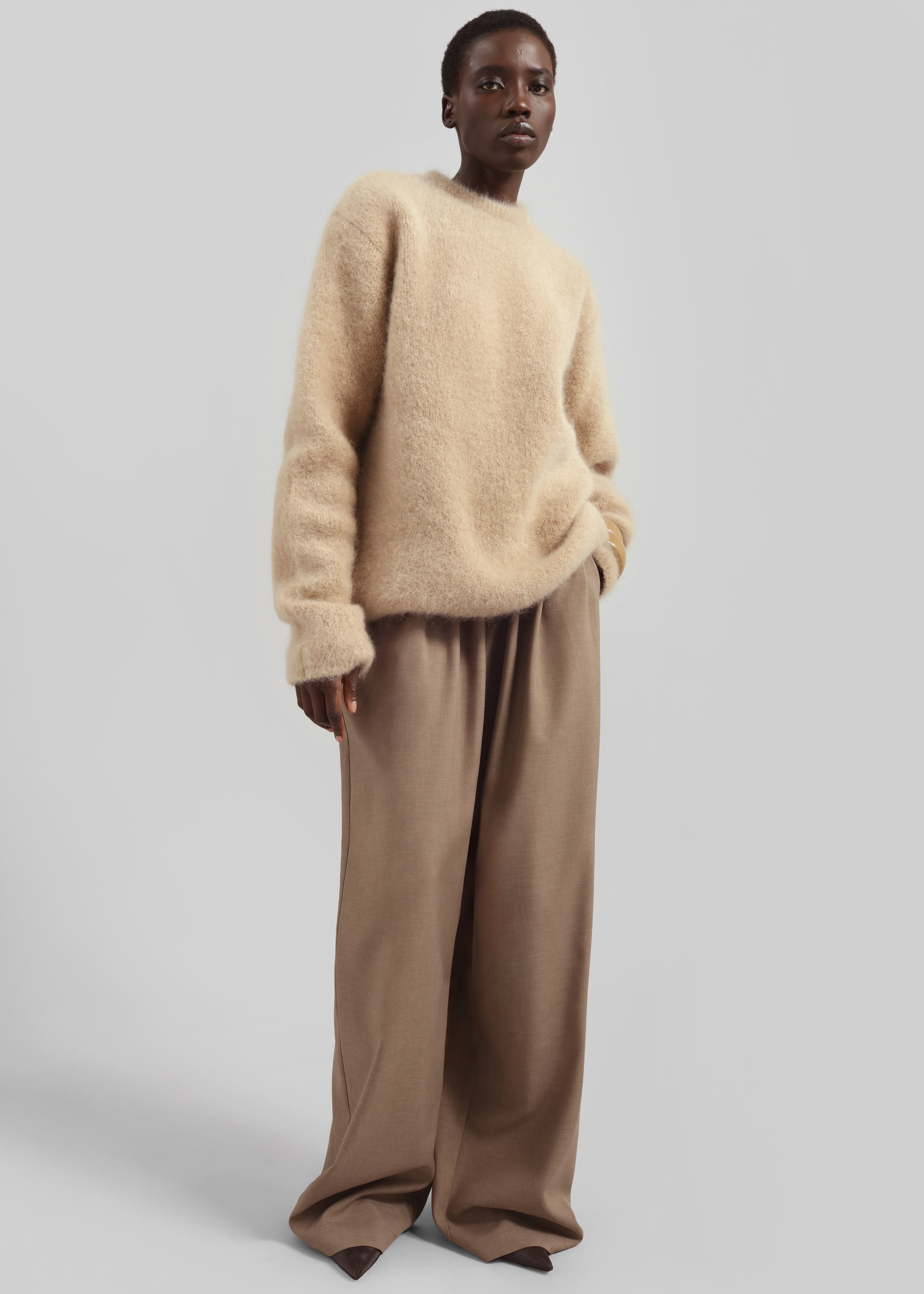 Ellery Mohair Crewneck Sweater - Beige - 6