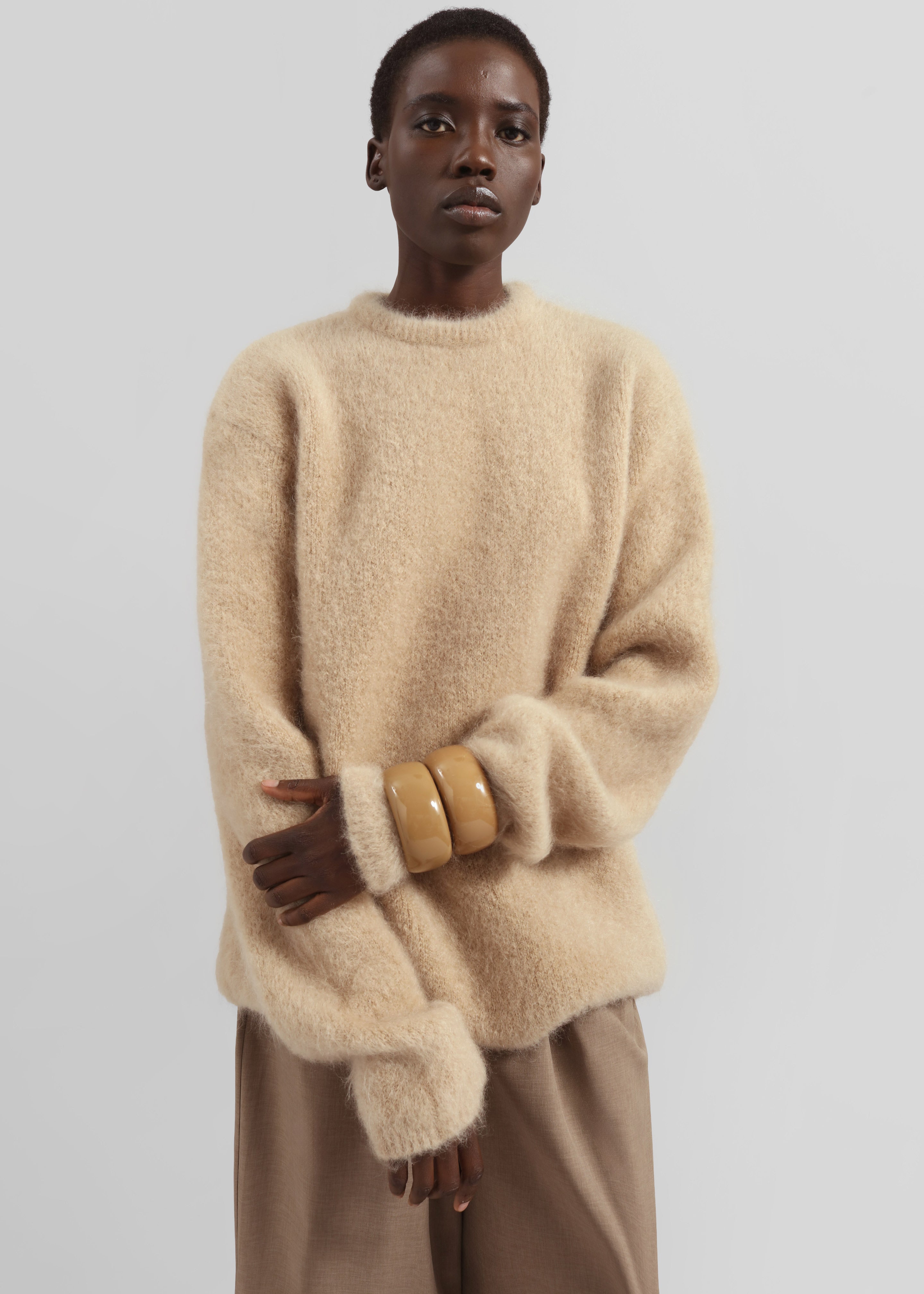 Ellery Mohair Crewneck Sweater - Beige - 5