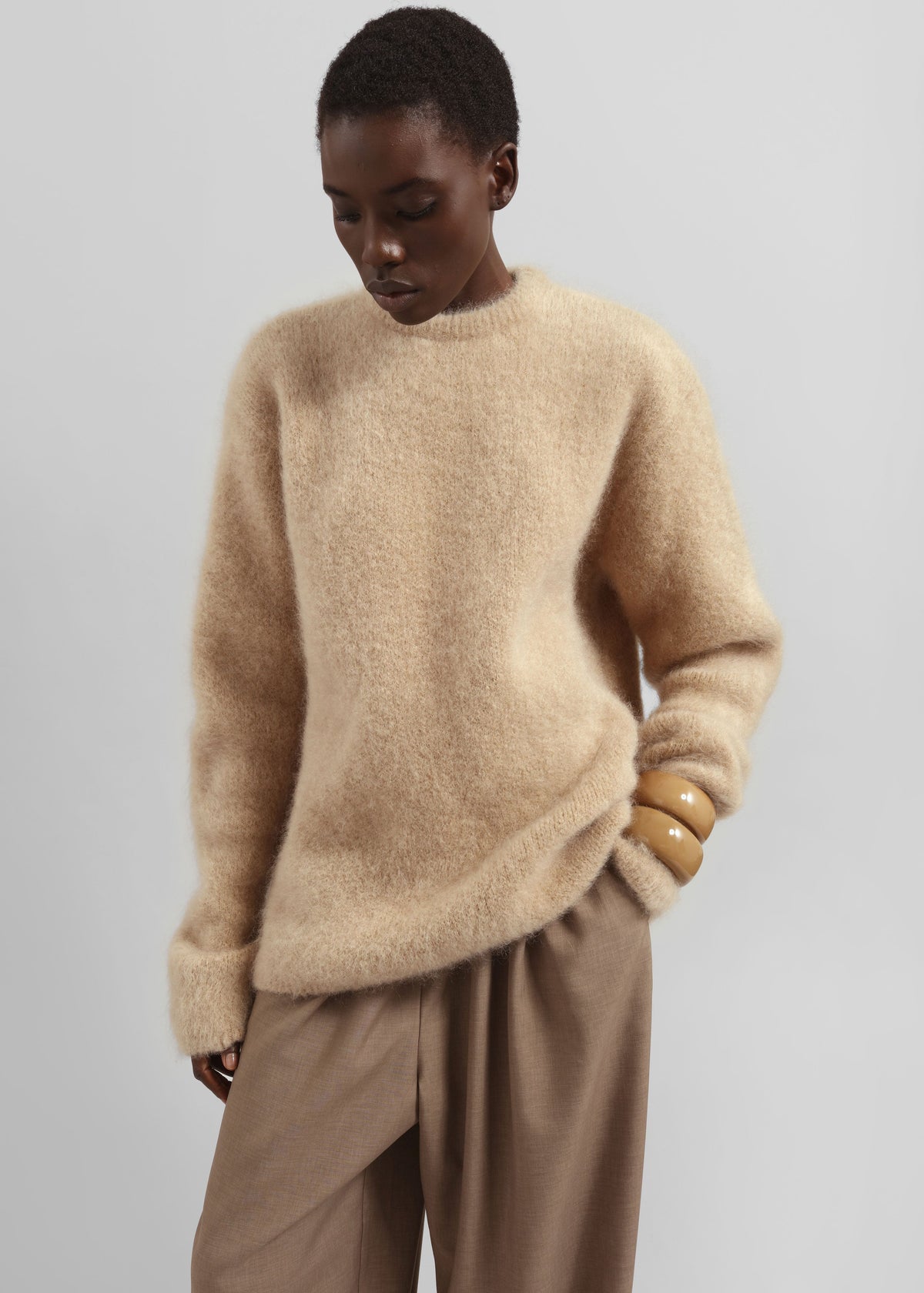 Ellery Mohair Crewneck Sweater - Beige - 7