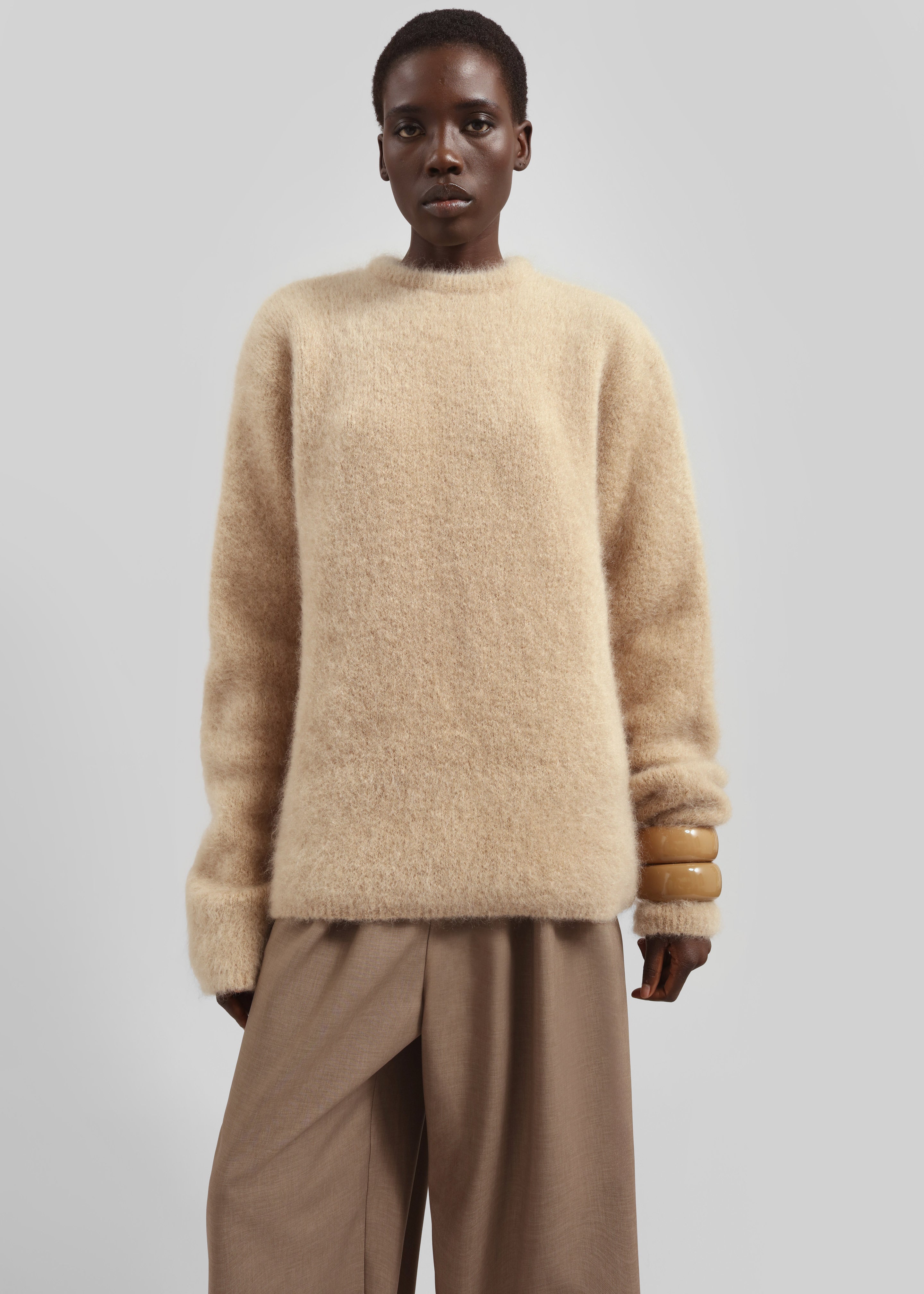 Ellery Mohair Crewneck Sweater - Beige - 8