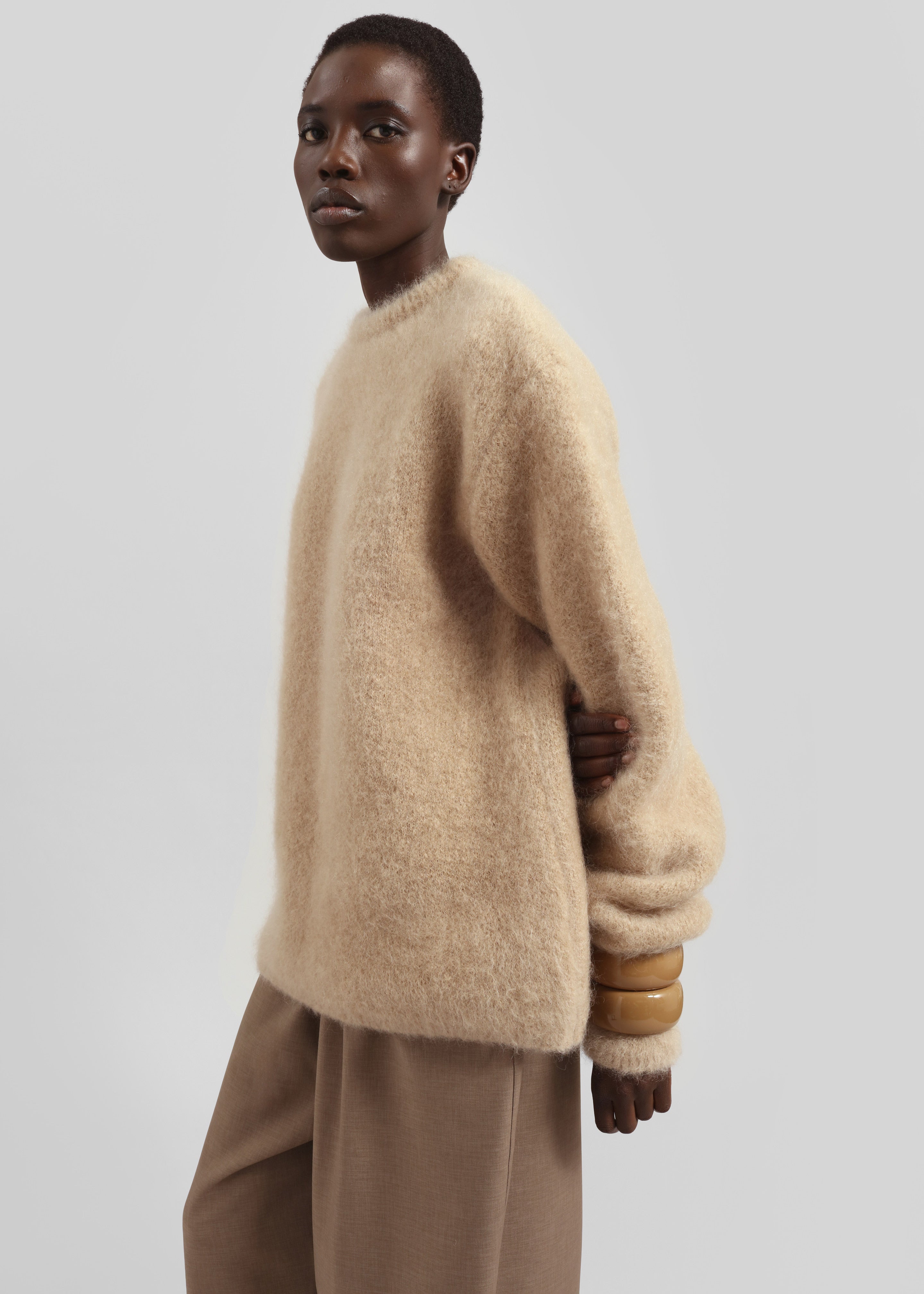 Ellery Mohair Crewneck Sweater - Beige - 9