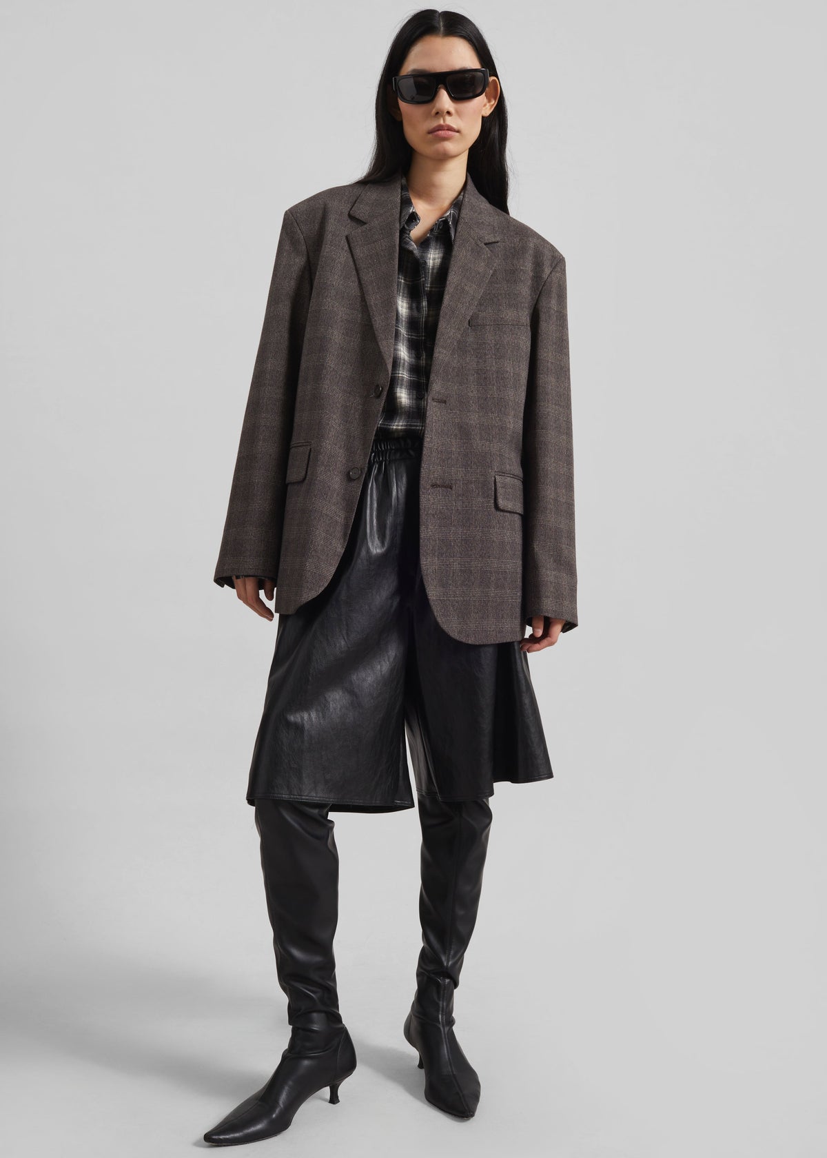 Ellory Padded Blazer - Brown Glen Plaid - 5