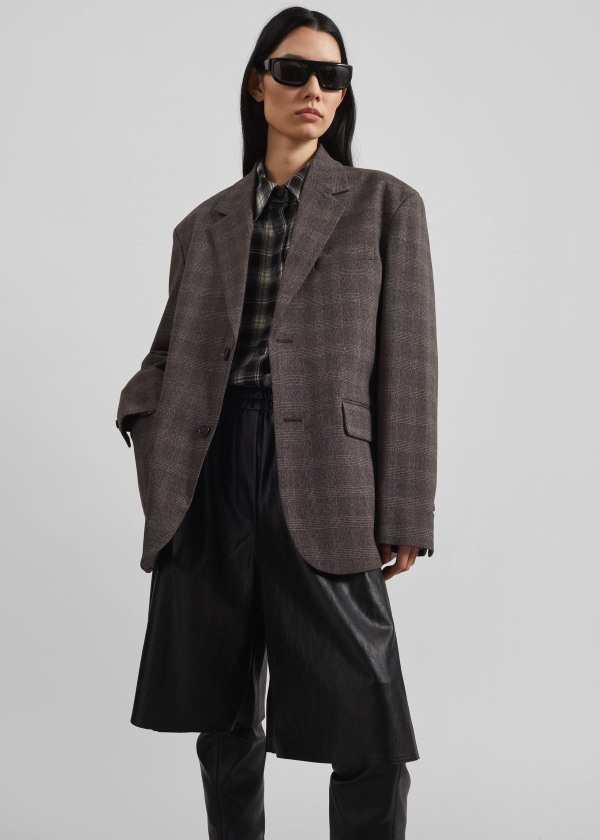 Ellory Padded Blazer - Brown Glen Plaid - 4