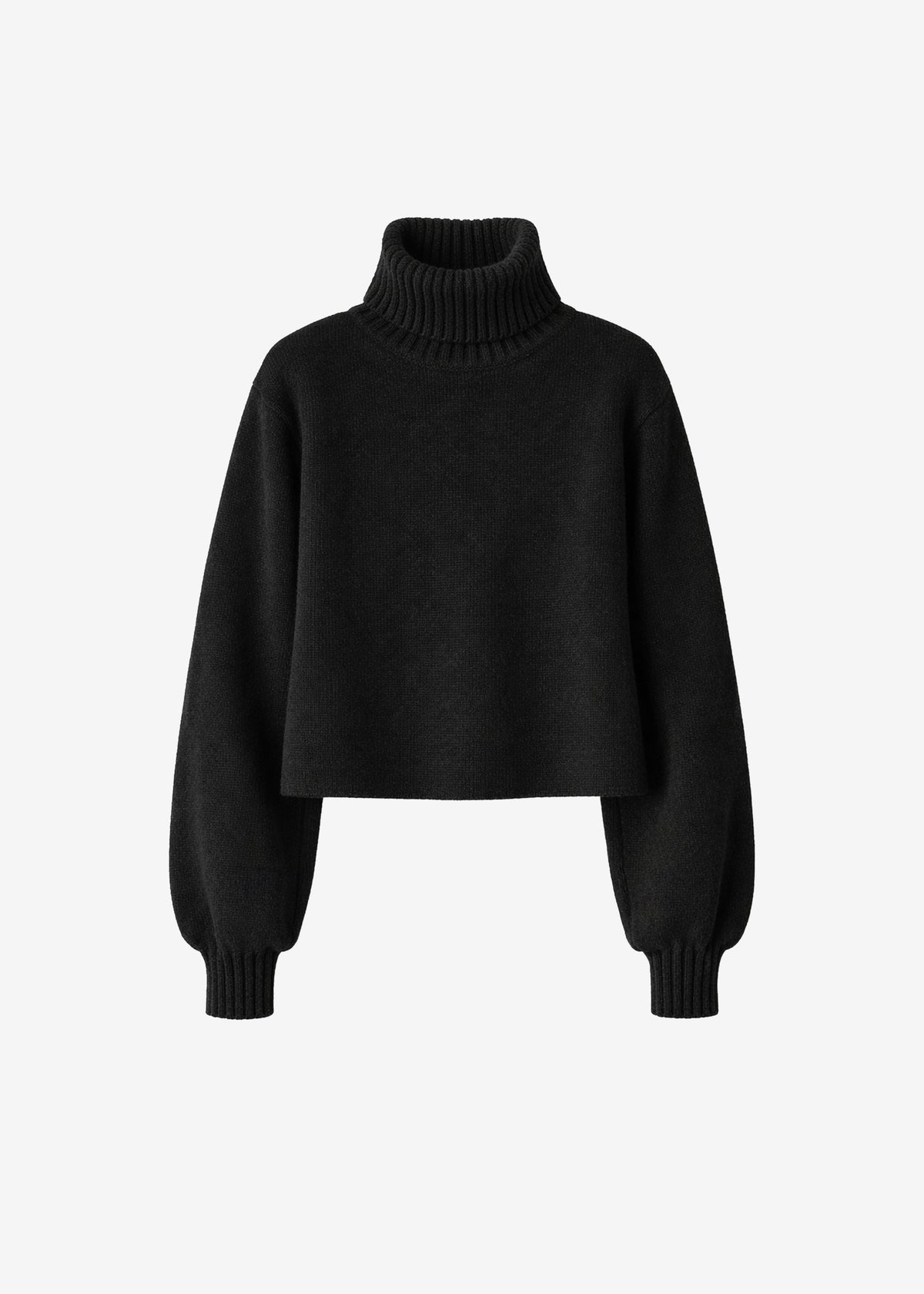 Elly Balloon Sleeve Turtleneck Sweater - Black