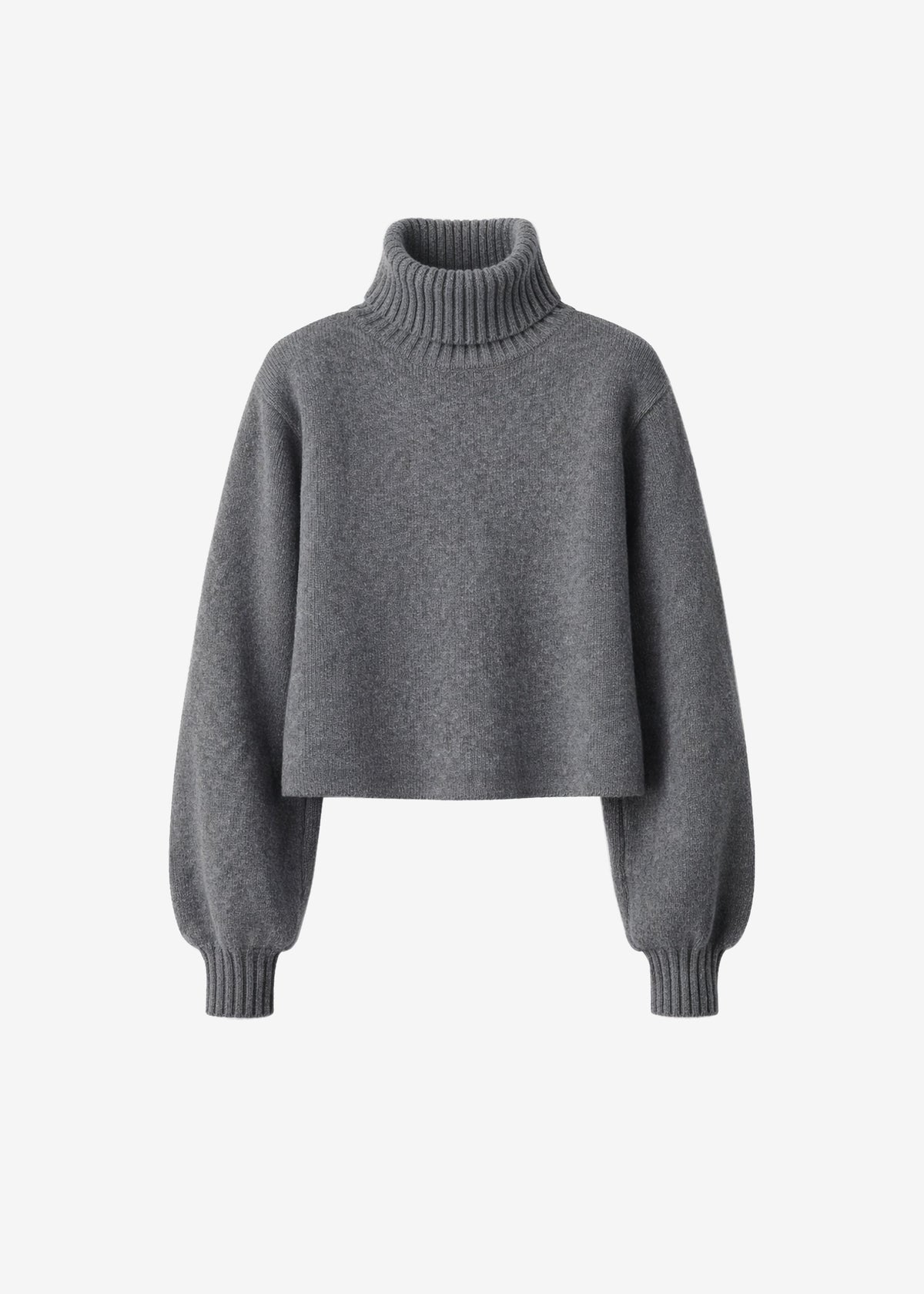 Elly Balloon Sleeve Turtleneck Sweater - Grey
