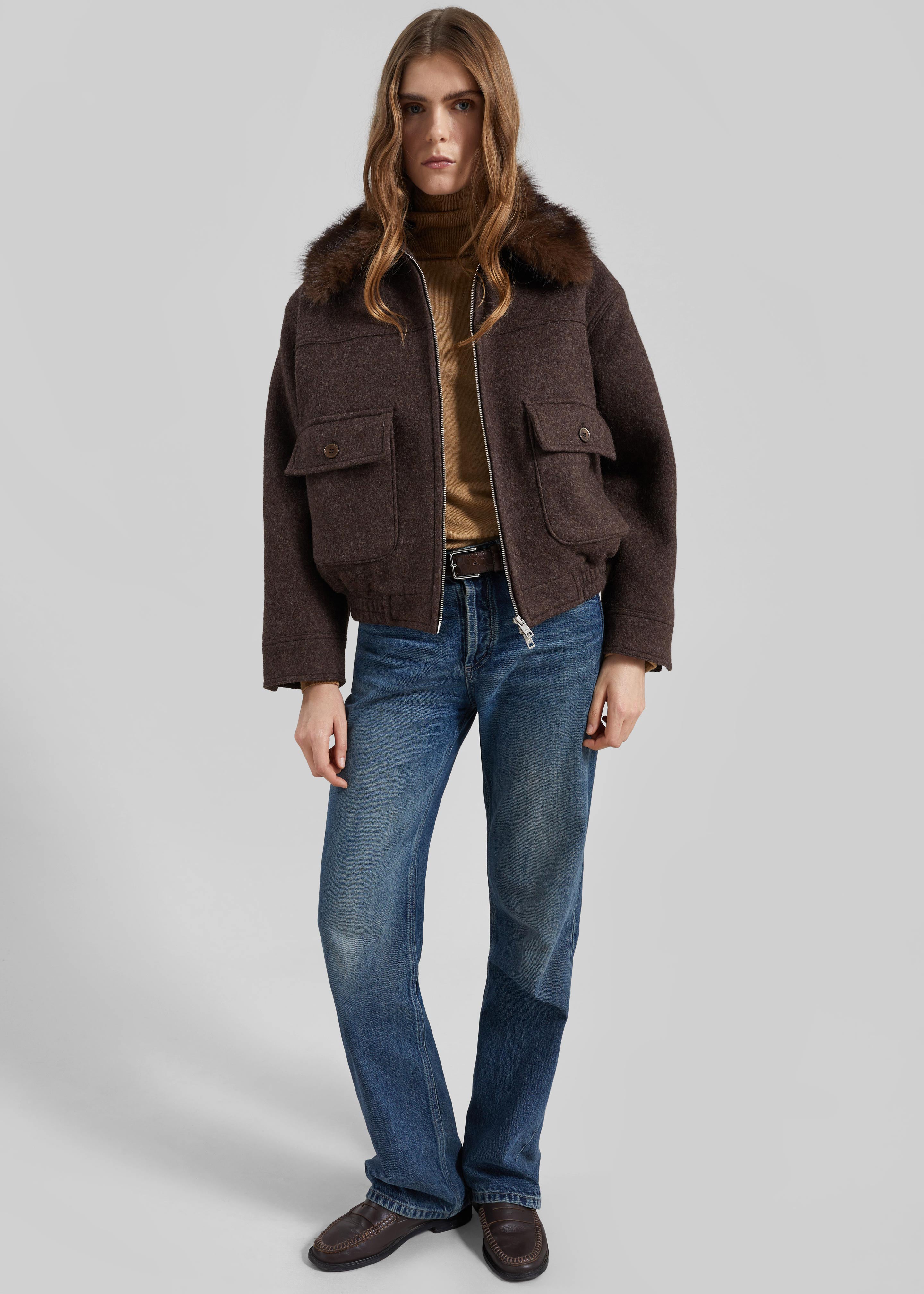 Elmont Brushed Wool Quilted Jacket - Brown - 4