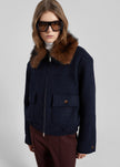 Elmont Brushed Wool Quilted Jacket - Dark Navy