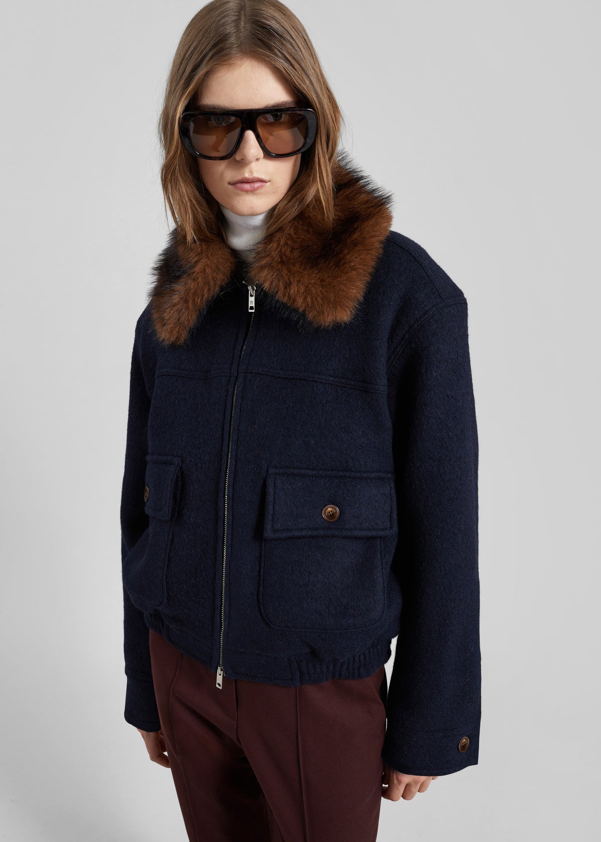 Elmont Brushed Wool Quilted Jacket - Dark Navy - 1