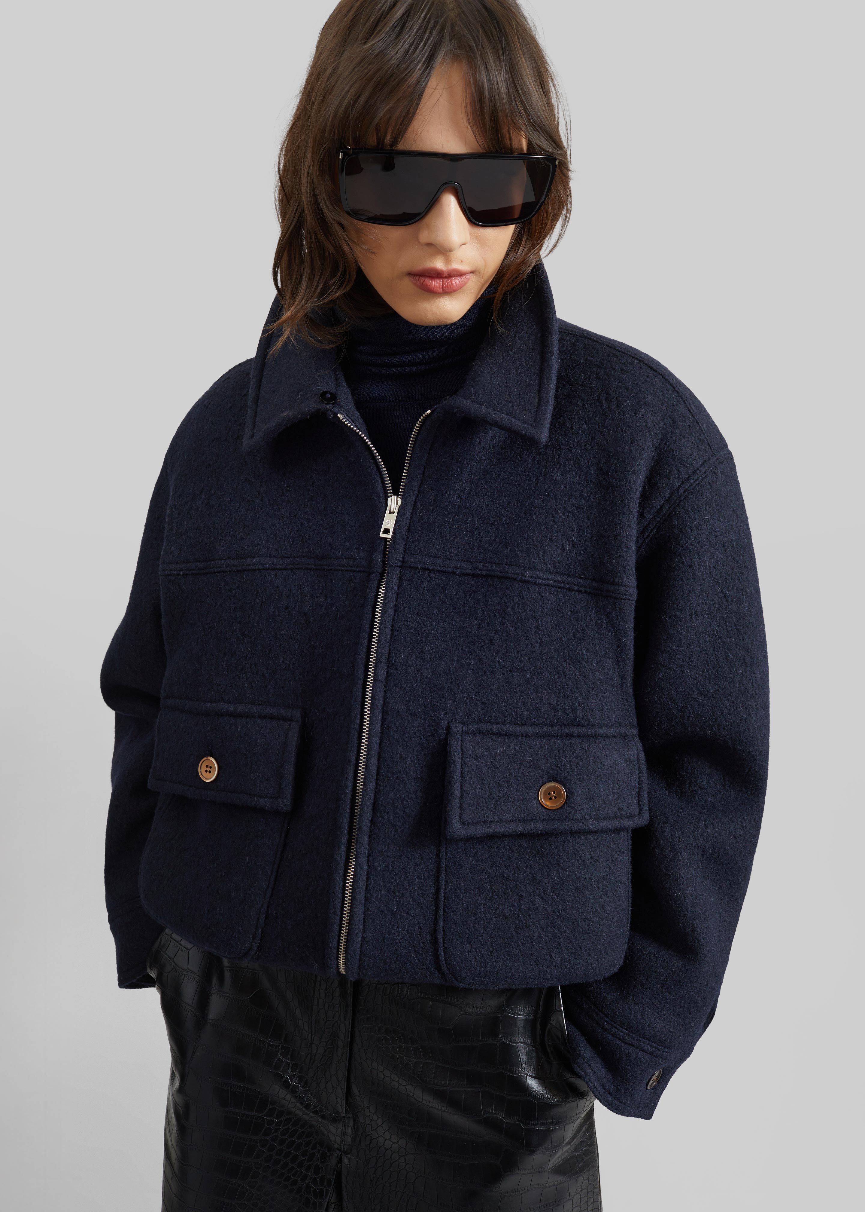 Elmont Brushed Wool Quilted Jacket - Dark Navy - 4