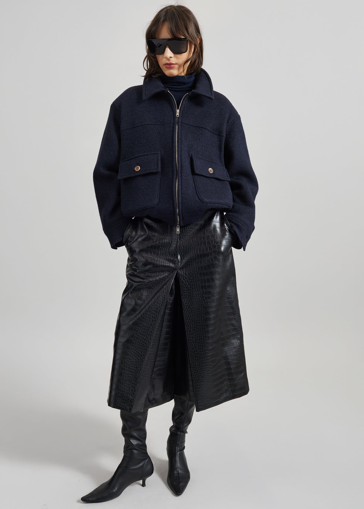 Elmont Brushed Wool Quilted Jacket - Dark Navy - 7