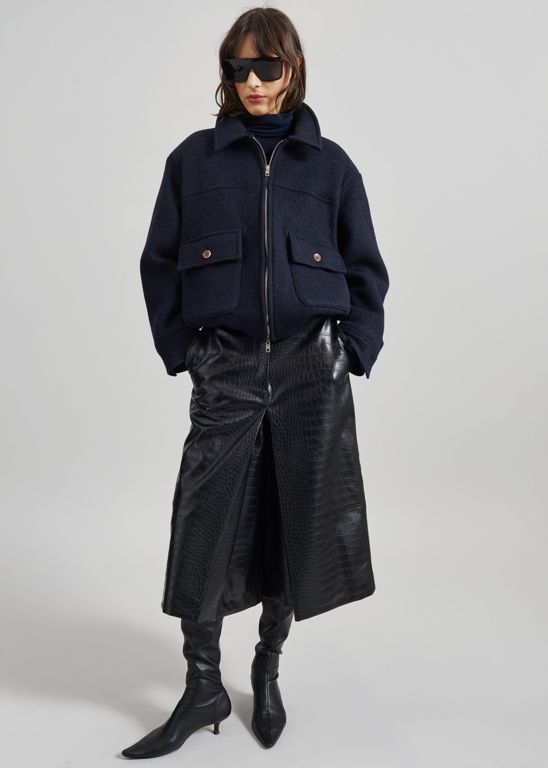 Shop the look image for Elmont Brushed Wool Quilted Jacket - Dark Navy