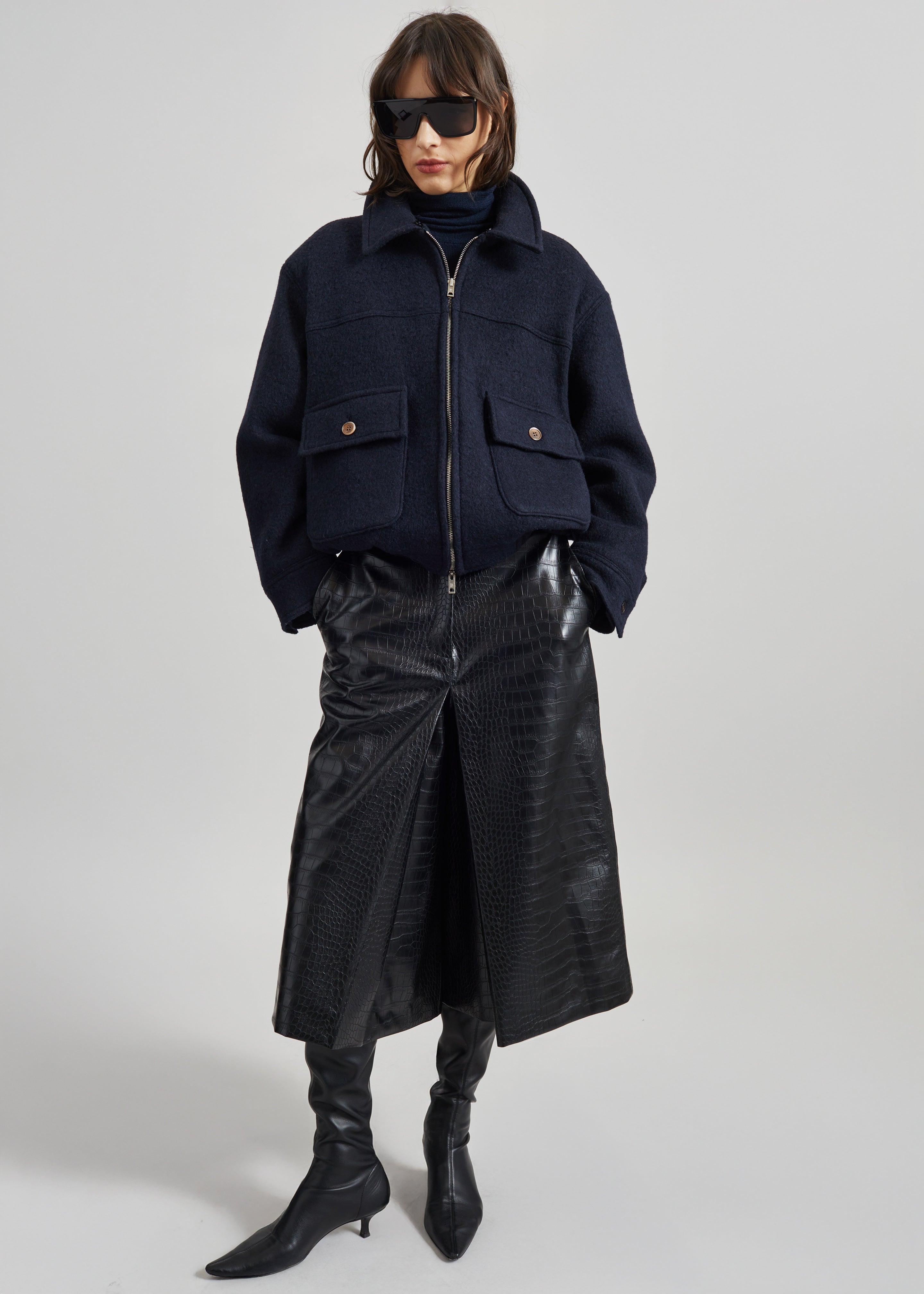 Elmont Brushed Wool Quilted Jacket - Dark Navy - 7