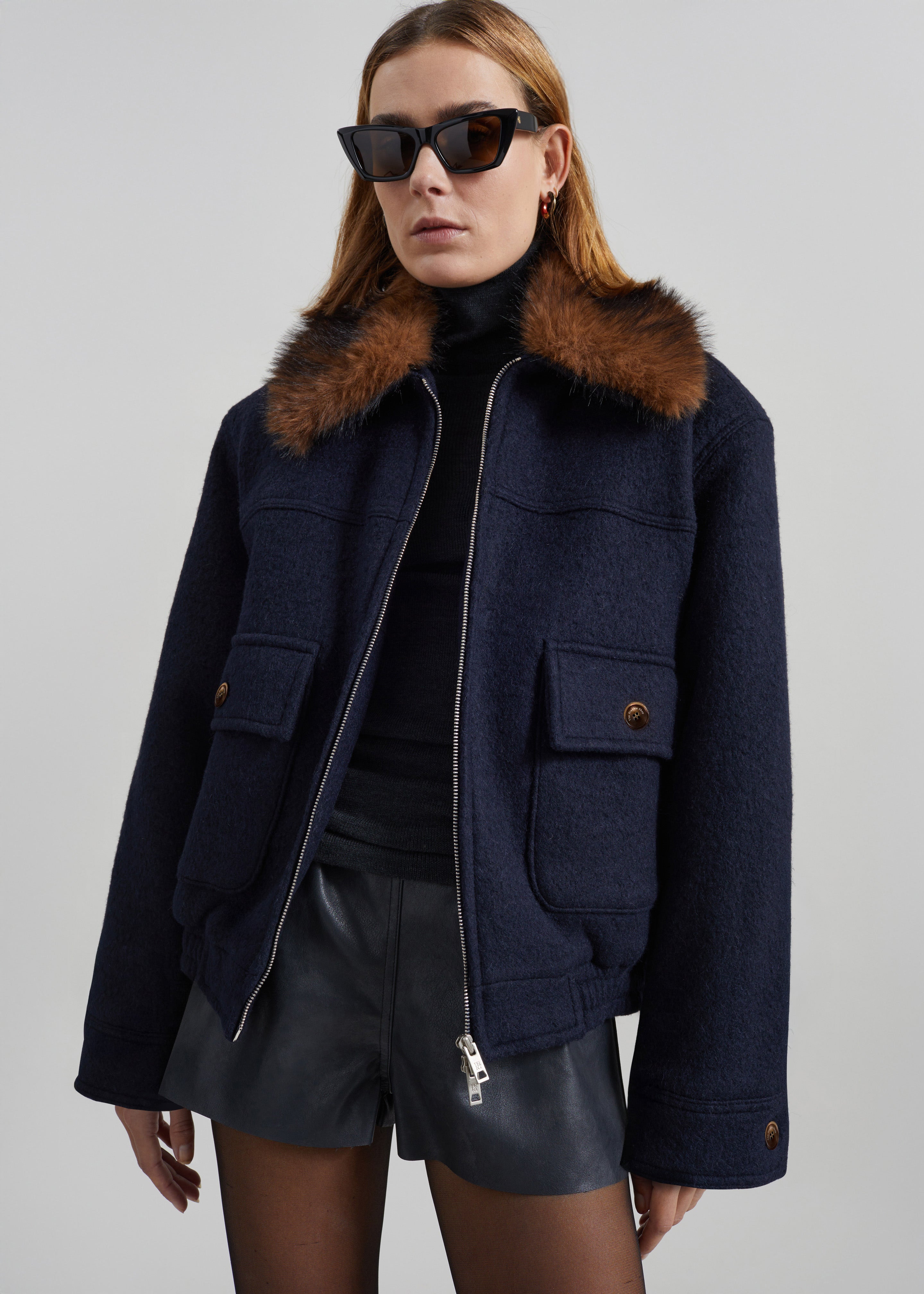 Elmont Brushed Wool Quilted Jacket - Dark Navy - 5