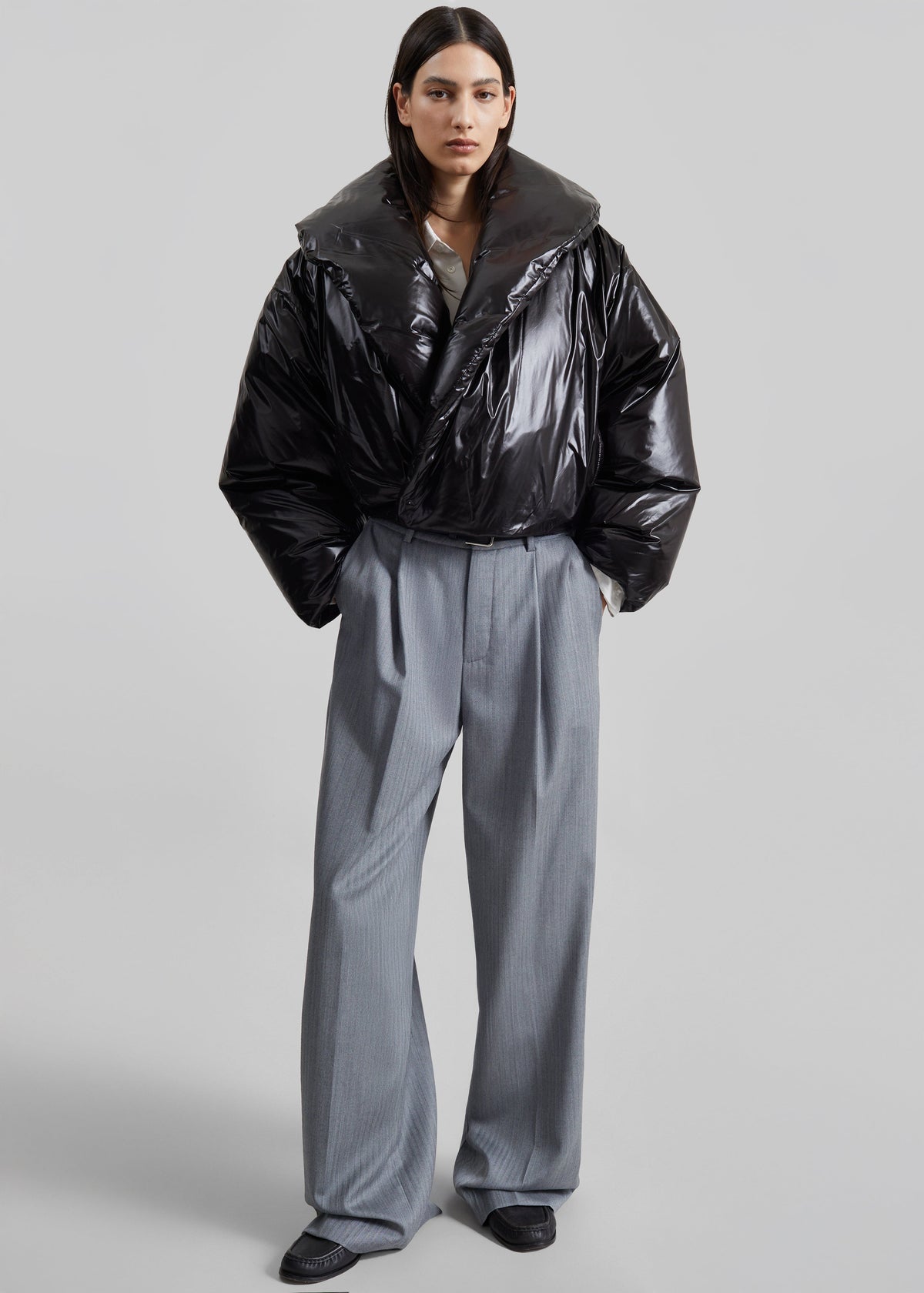 Shop the look image for Piumino corto Elren con collo a scialle - Nero