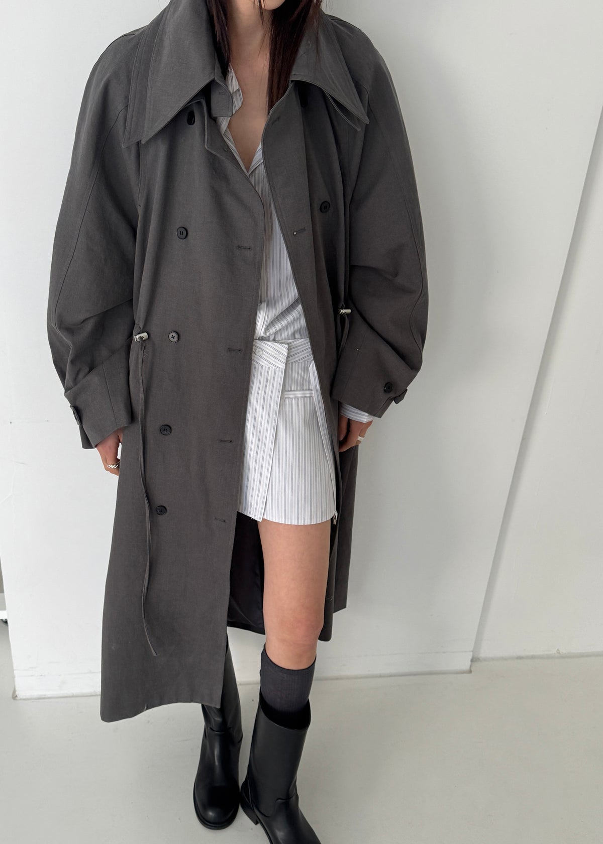 Elrod Drawstring Trench - Grey - 9