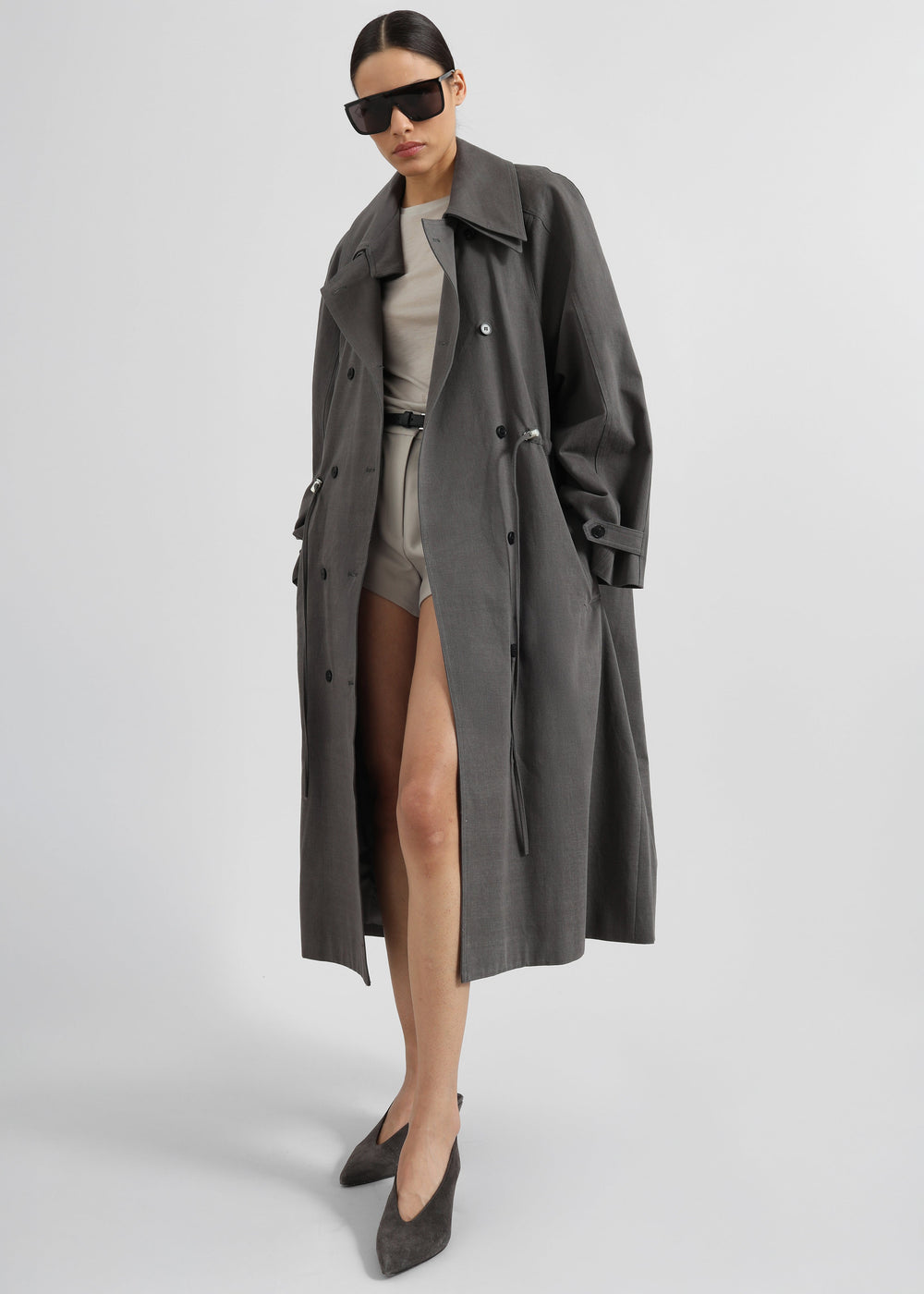 Elrod Drawstring Trench - Grey - 1
