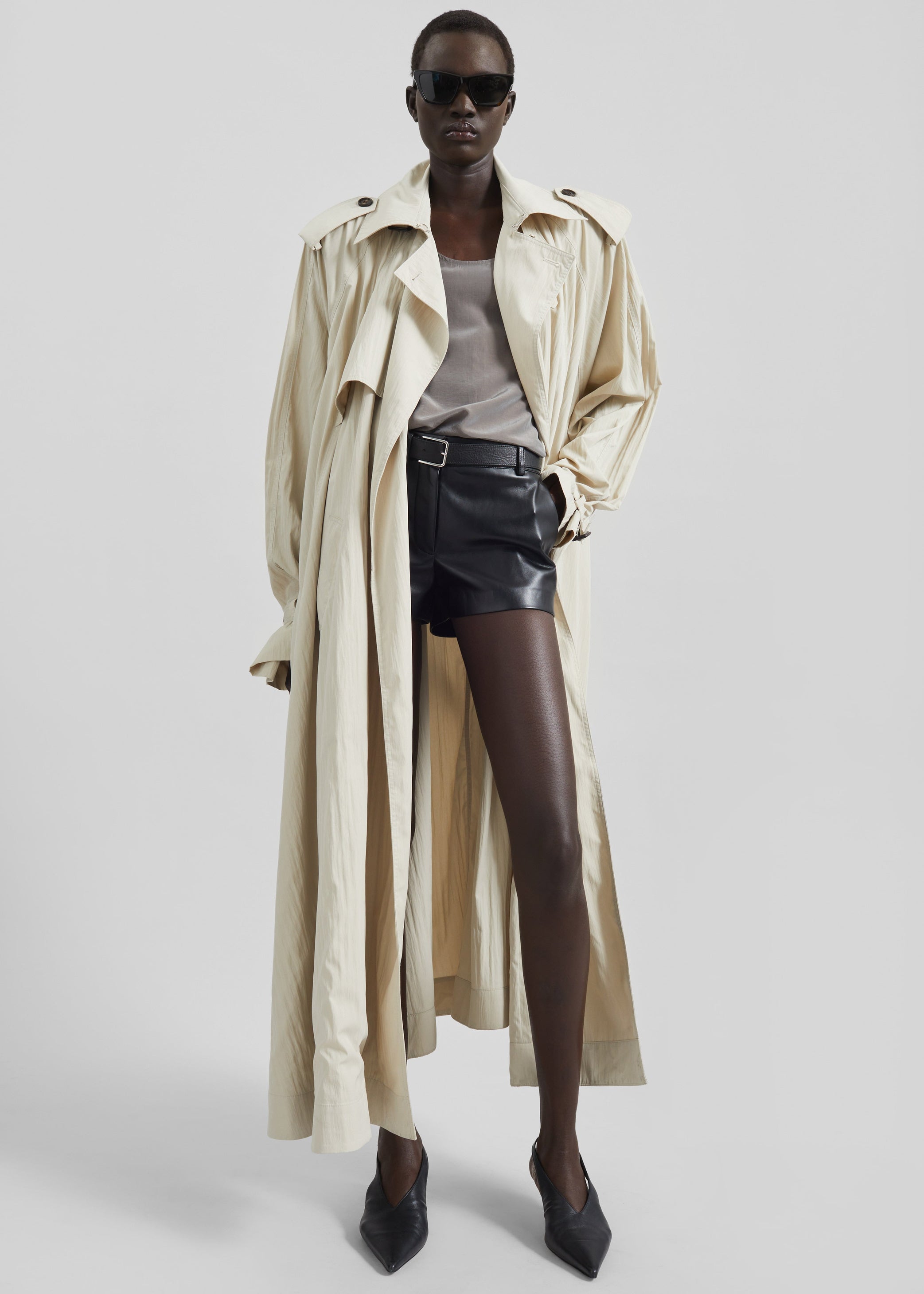 Shop the look image for Elsdon Fluid Long Trench - Light Beige