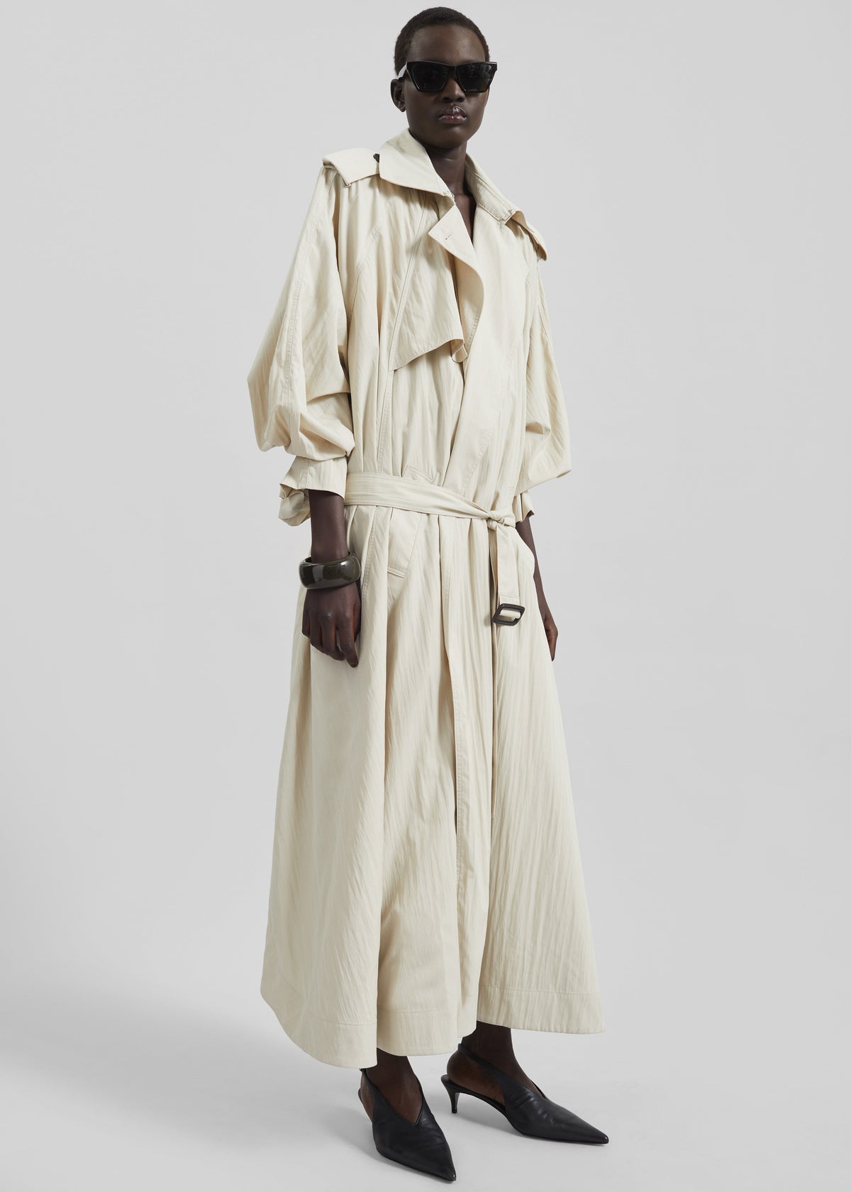 Elsdon Fluid Long Trench - Light Beige - 3