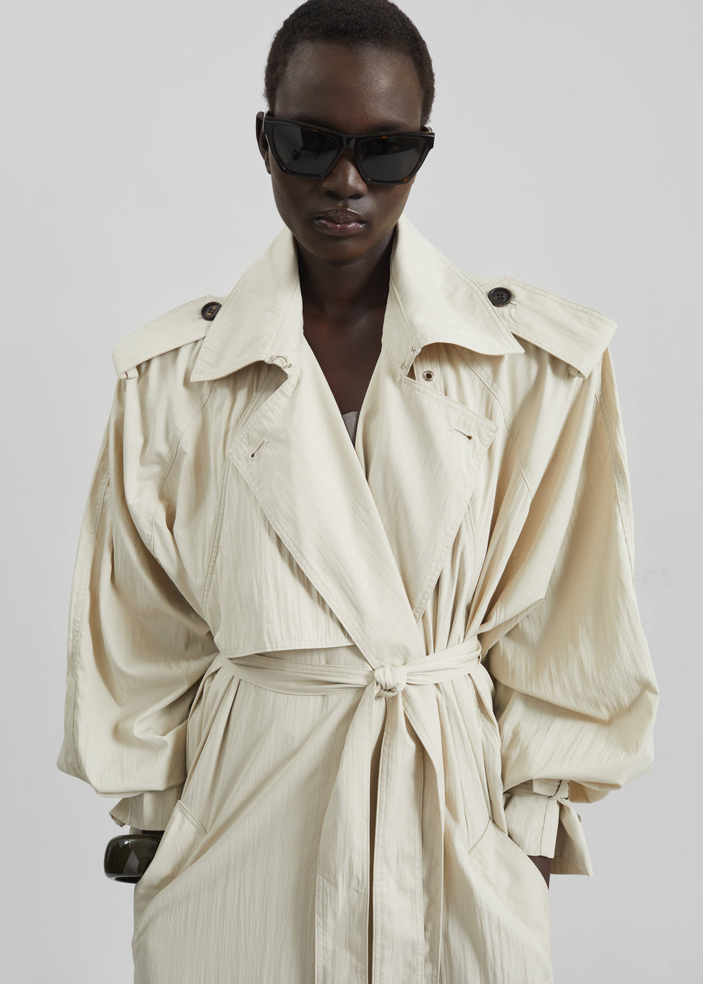 Elsdon Fluid Long Trench - Light Beige - 1