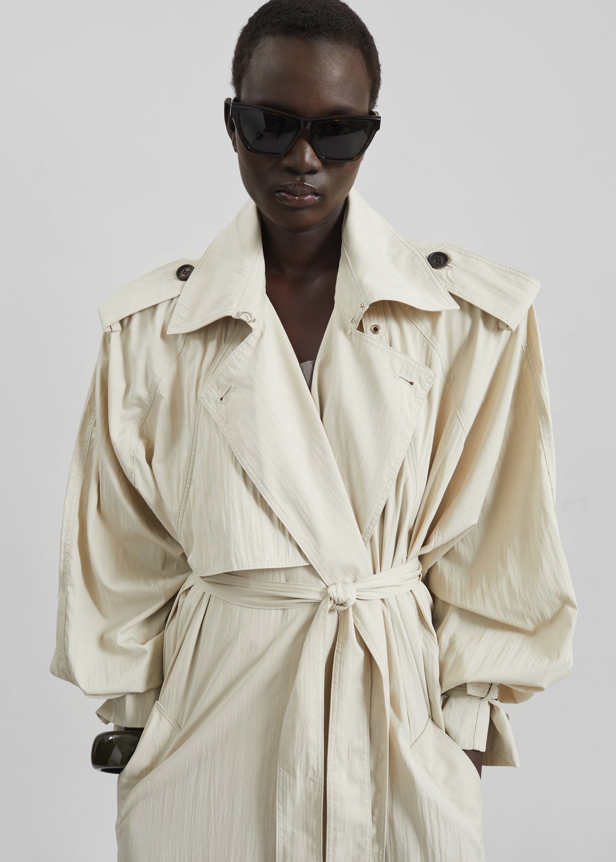 Elsdon Fluid Long Trench - Light Beige - 2