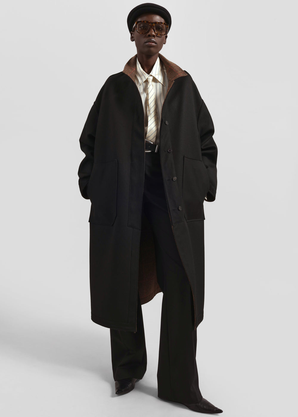 Elton Reversible Car Coat - Brown Glen Plaid - 1