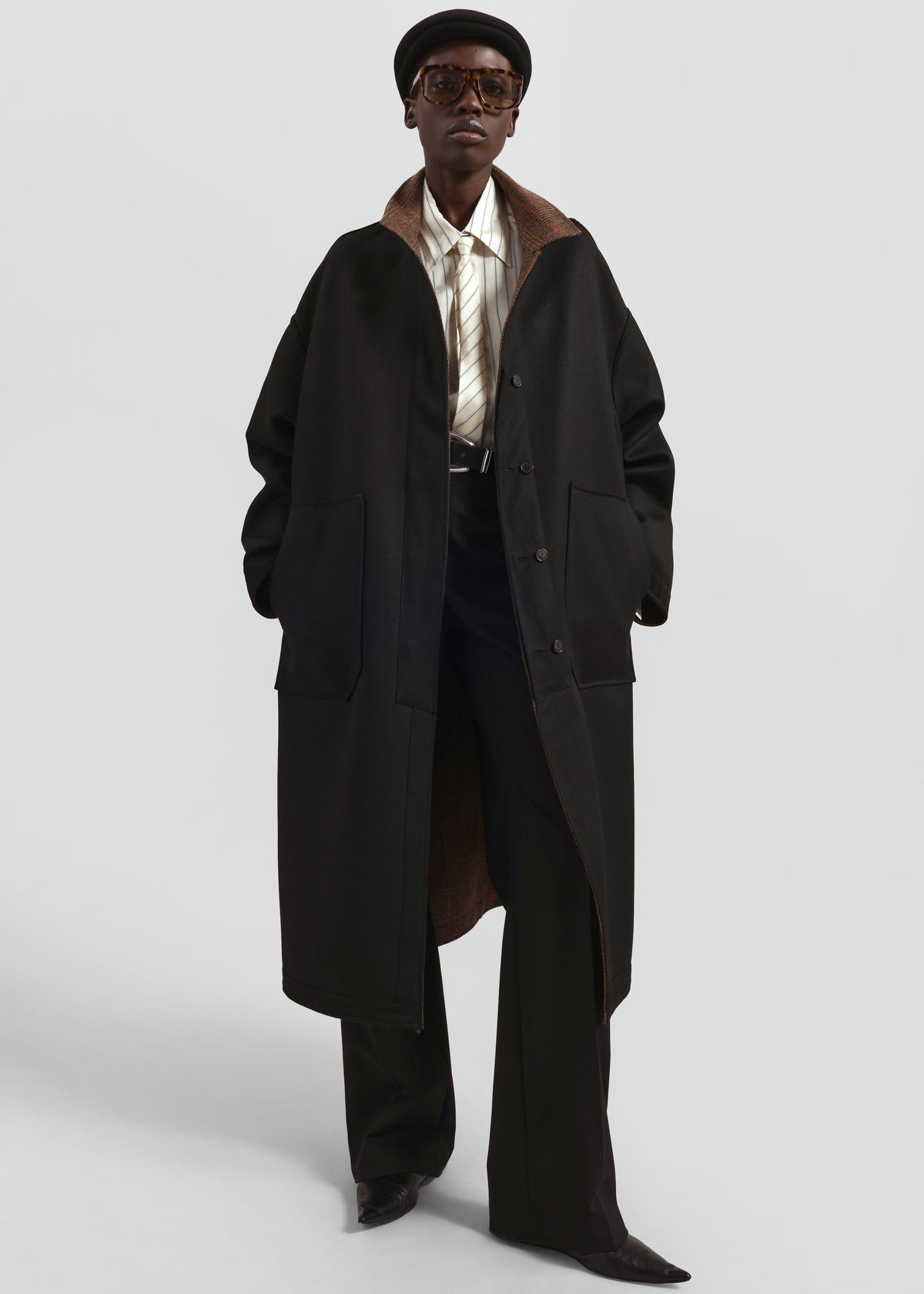 Elton Reversible Car Coat - Brown Glen Plaid - 2