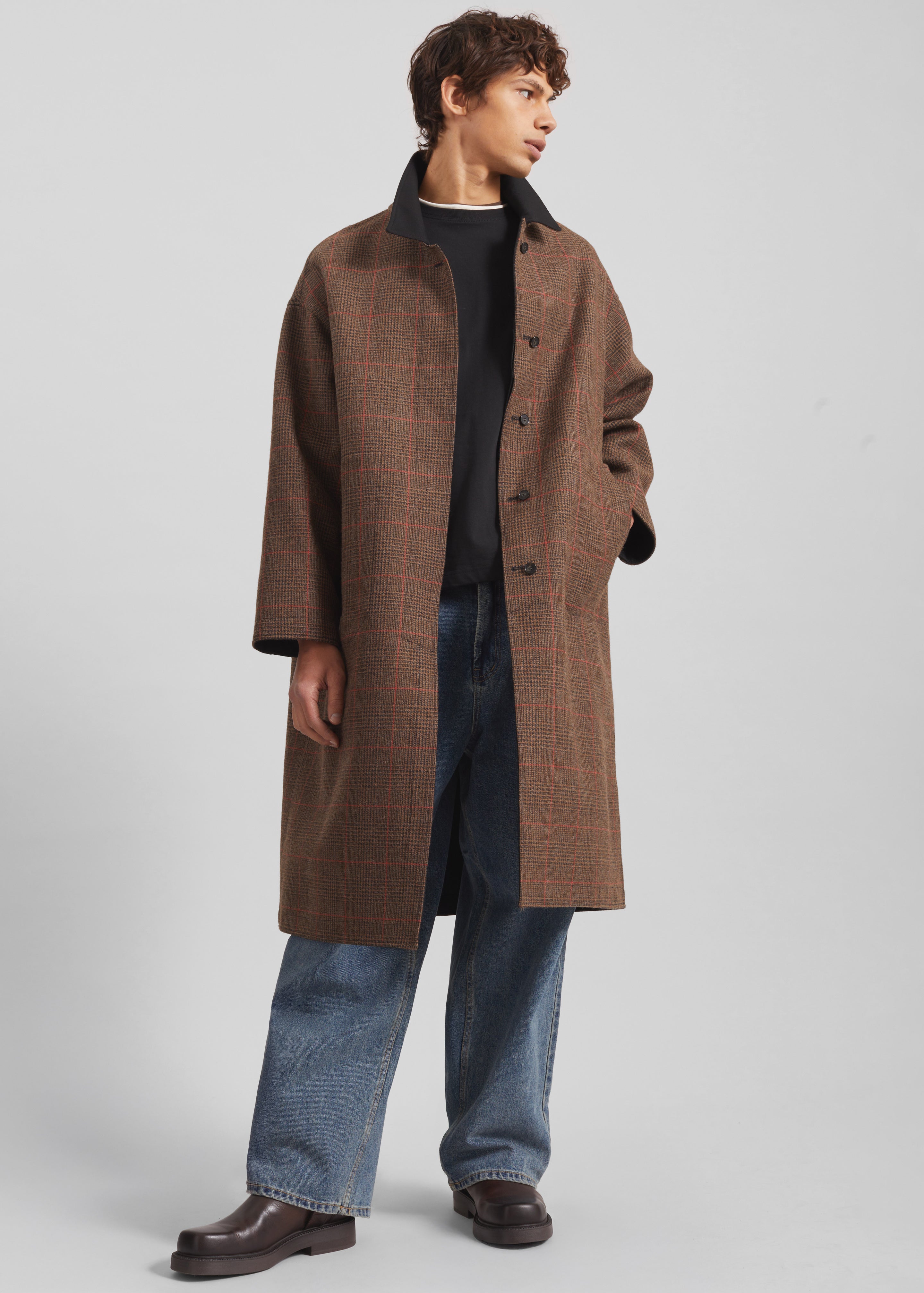 Elton Reversible Car Coat - Brown Glen Plaid - 8 - [gender-male]