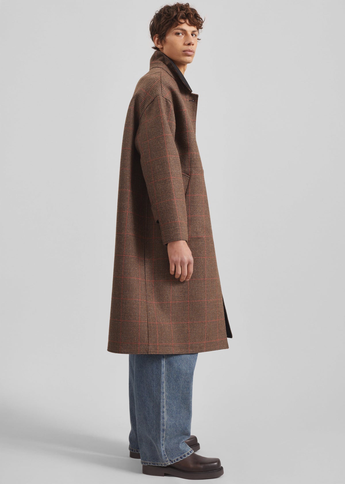 Elton Reversible Car Coat - Brown Glen Plaid - 10