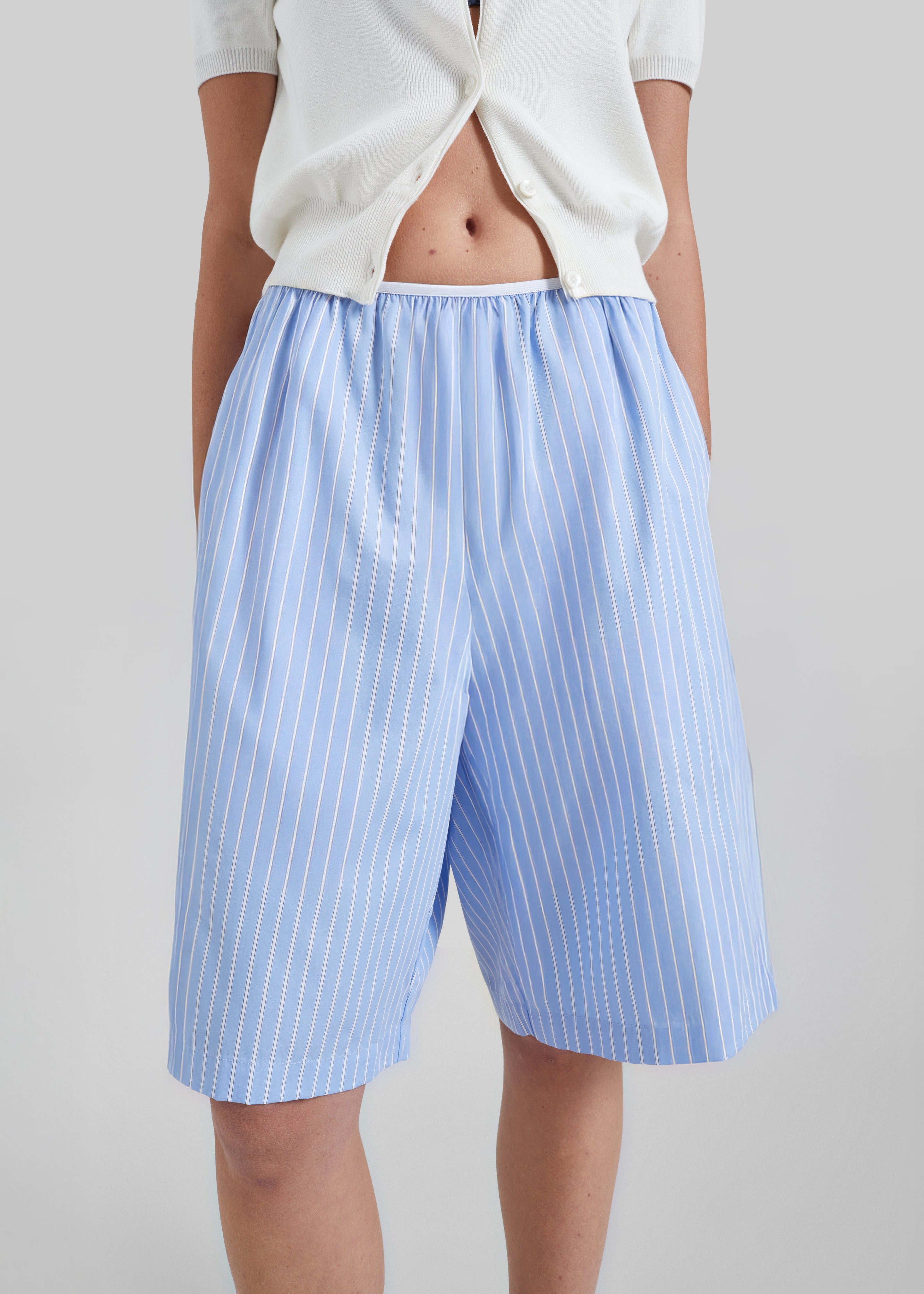 Elyn Cotton Bermuda Shorts - Blue/White Stripe - 6