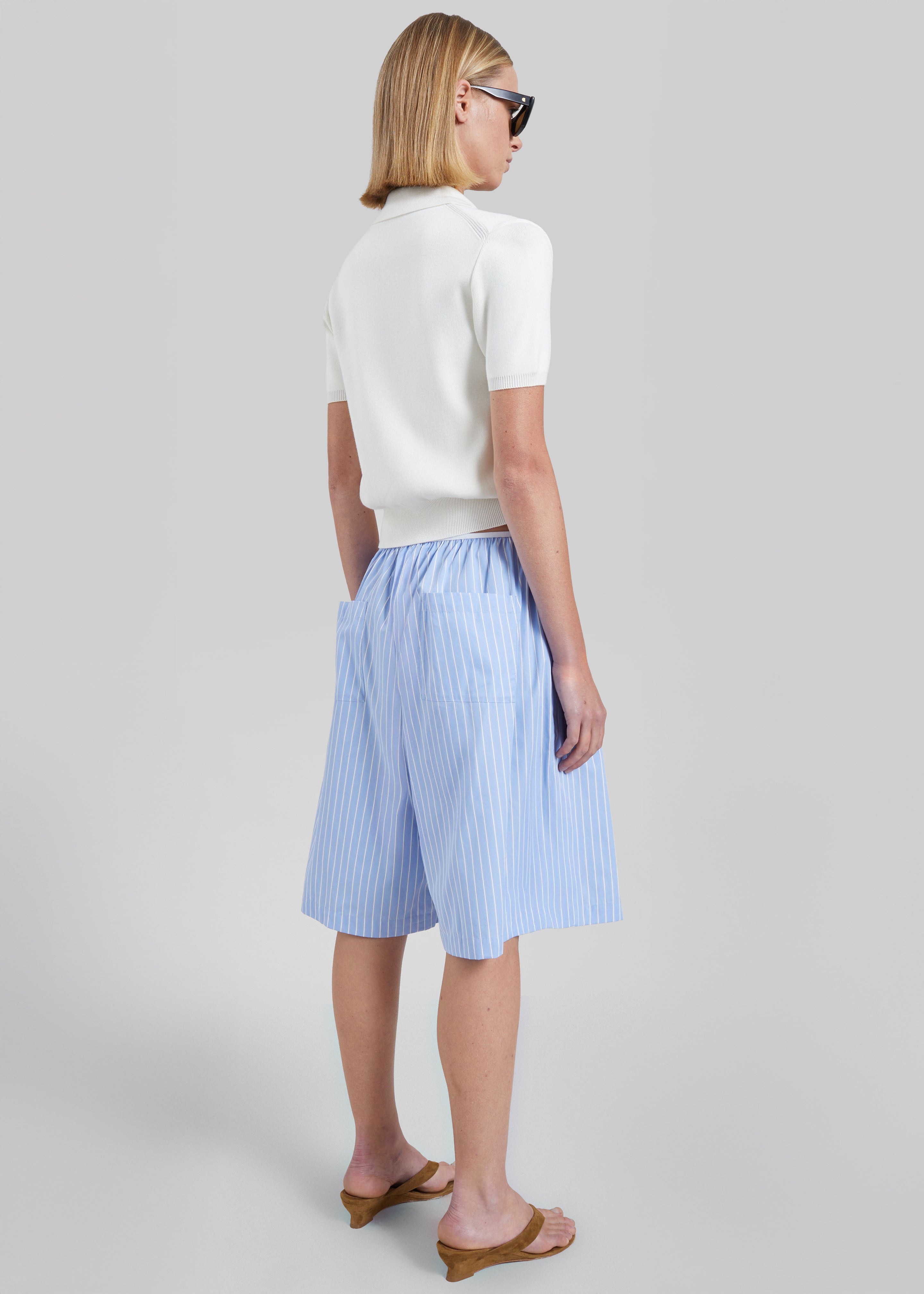 Elyn Cotton Bermuda Shorts - Blue/White Stripe - 8