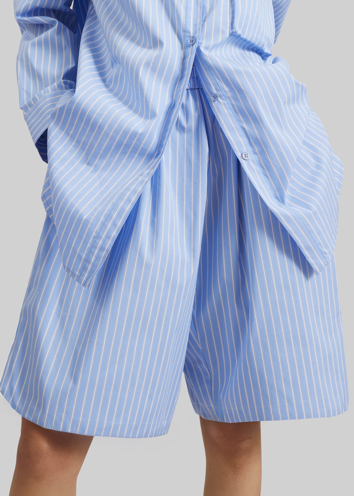 Bermuda Elyn en coton - Rayures bleu/blanc - 4