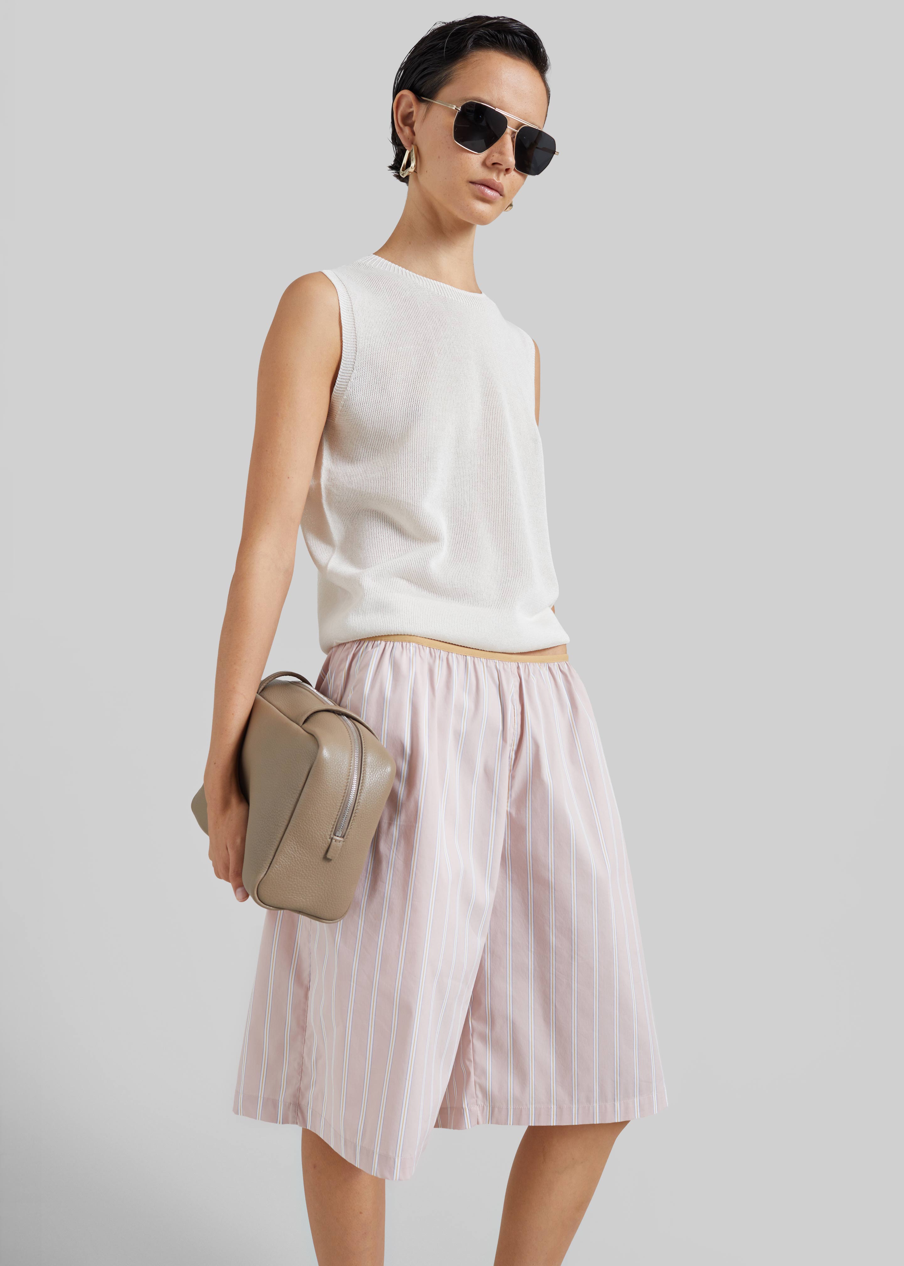 Elyn Elastic Bermuda Shorts - Pink/White Stripes - 6