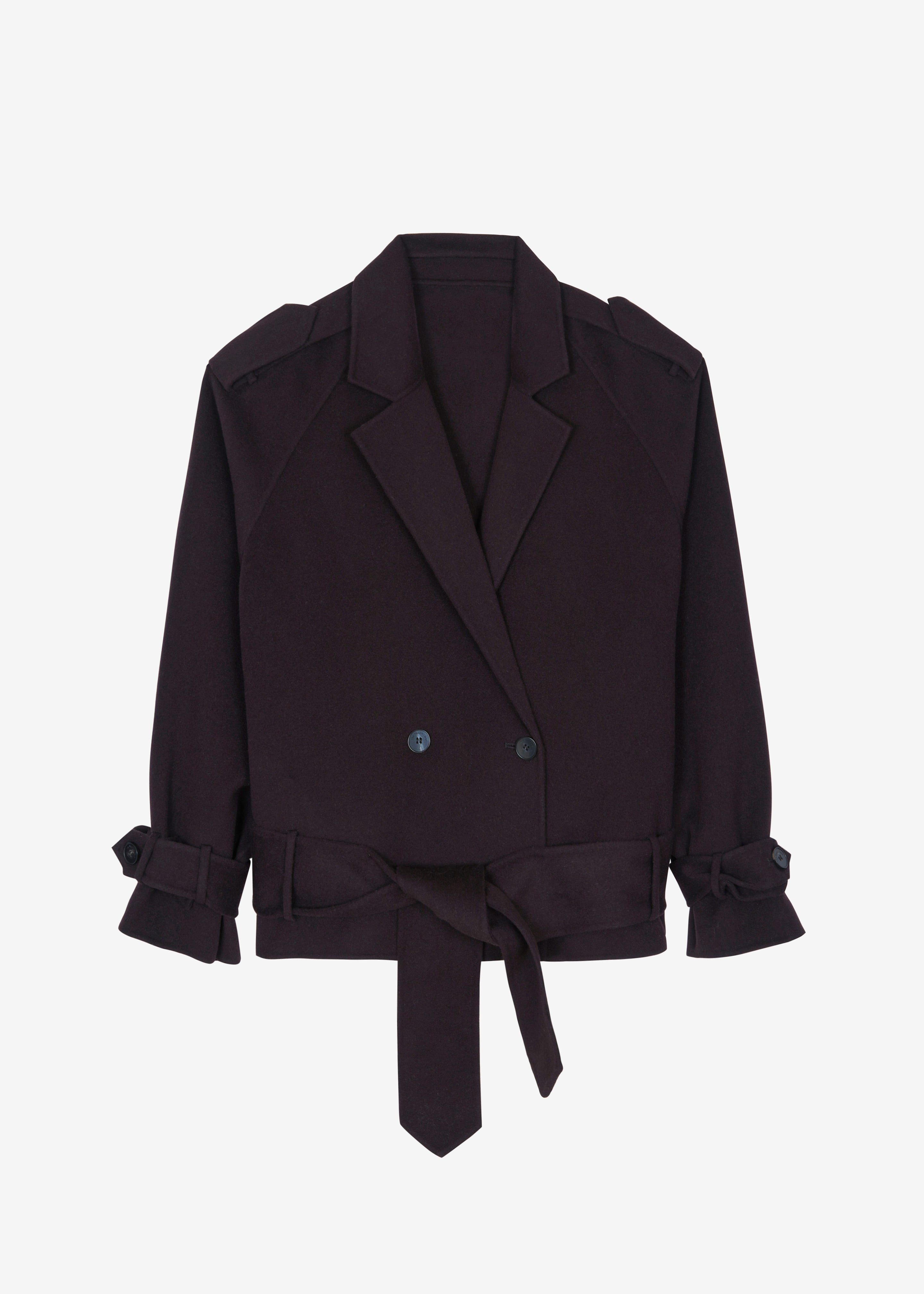 Elys Short Wool Trench - Dark Plum - 9