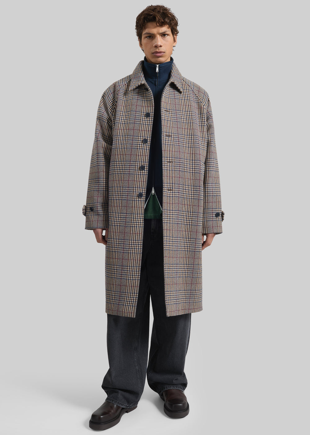Emil Wool Trench - Beige Glen Plaid