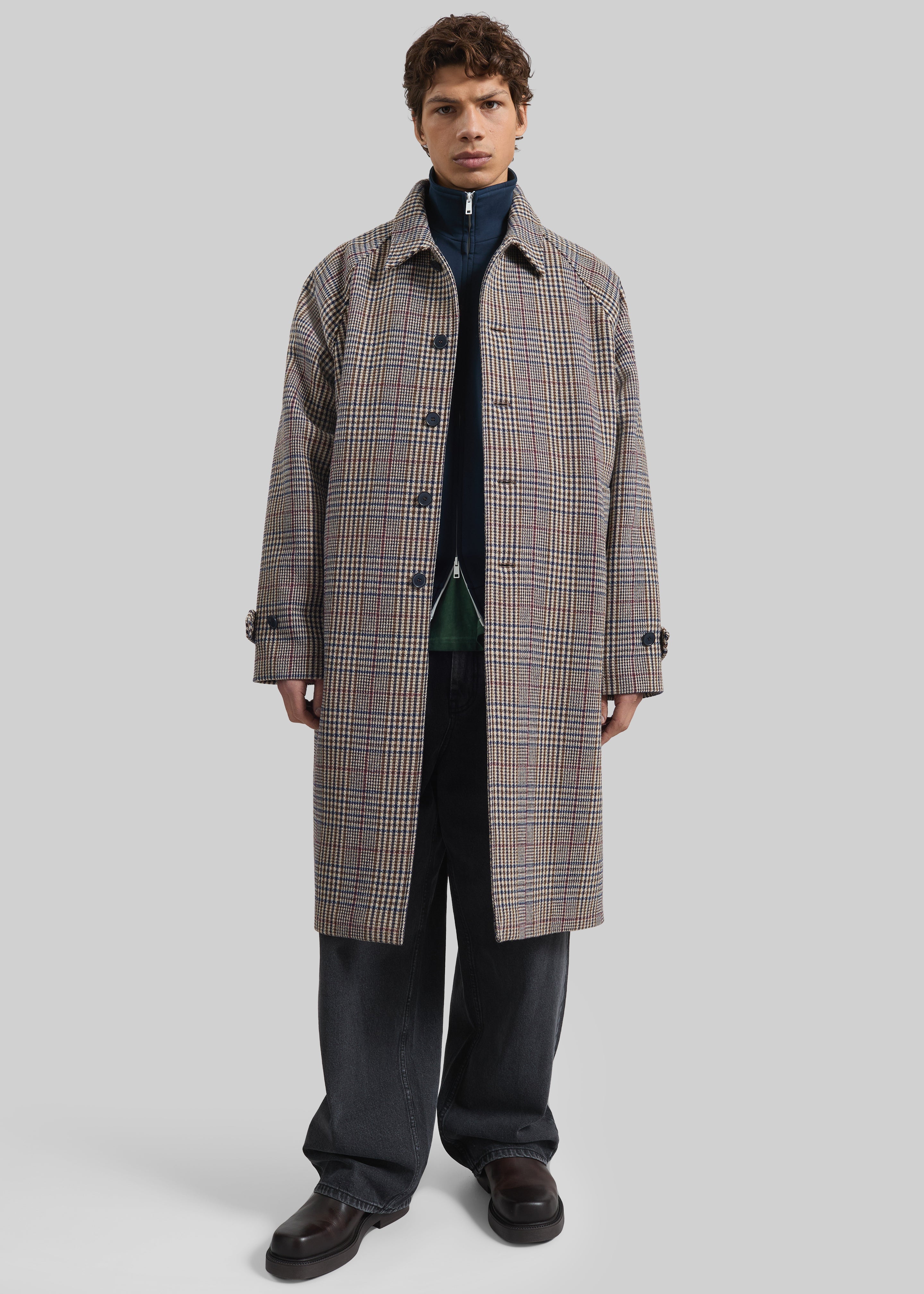 Emil Wool Trench - Beige Glen Plaid - 1