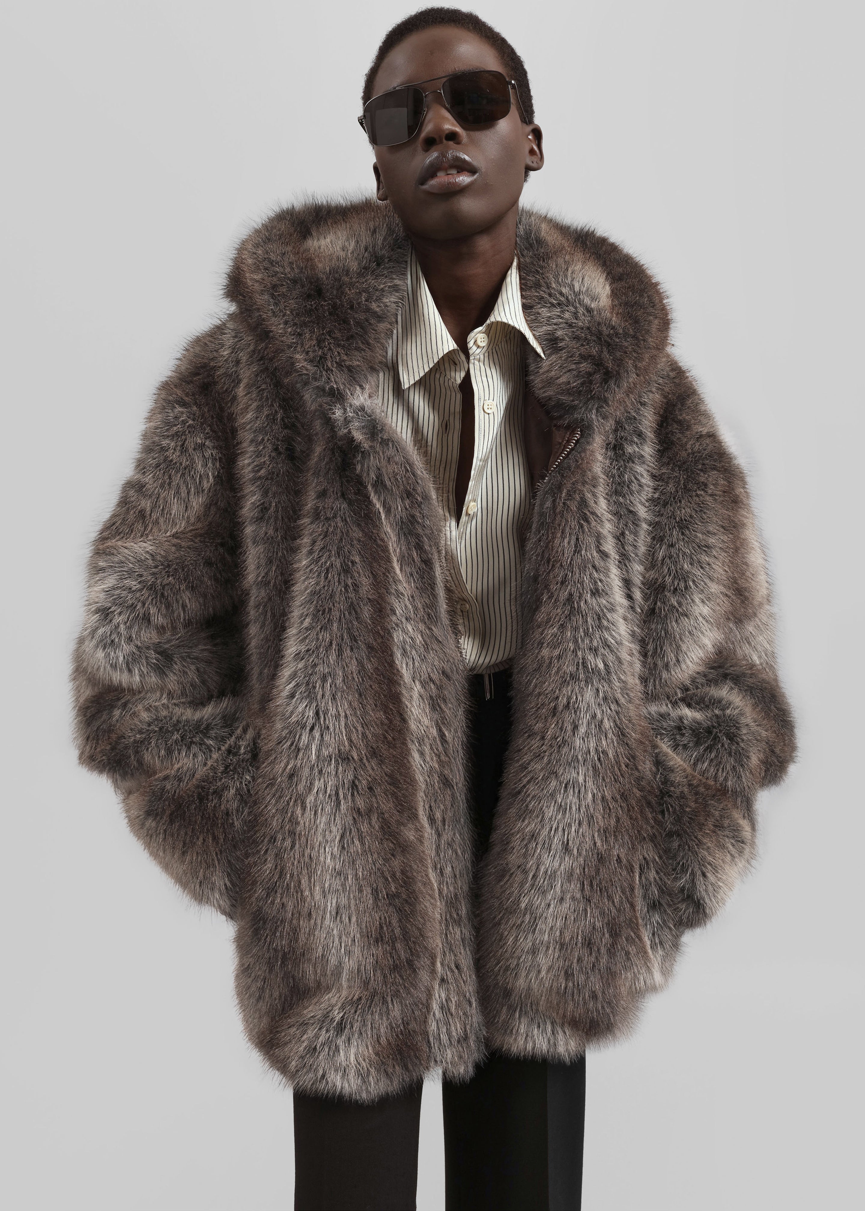 Nivala Faux Fur Hooded Jacket - Black – The Frankie Shop Europe