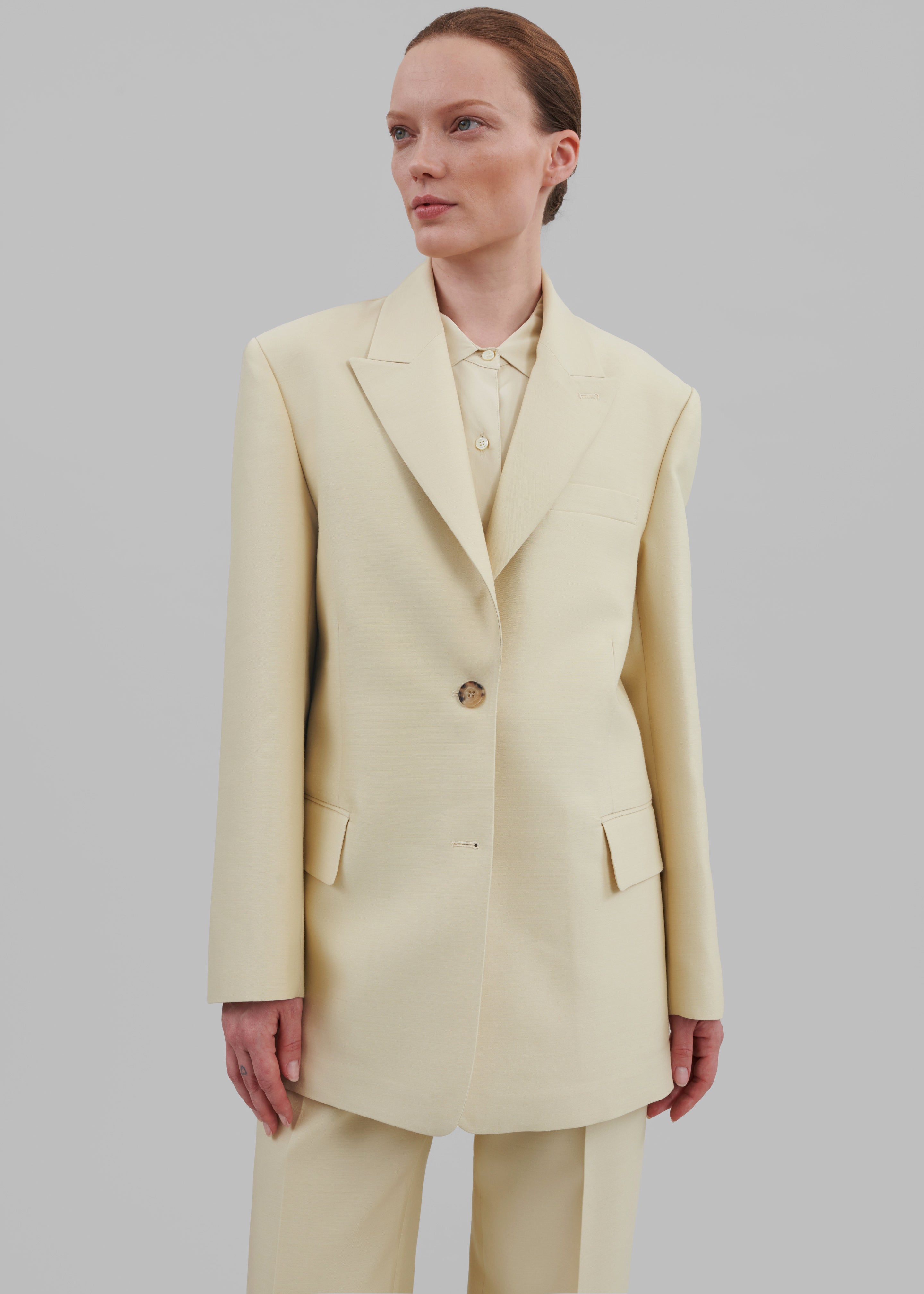 Emra Silk Blazer - Pale Yellow - 4