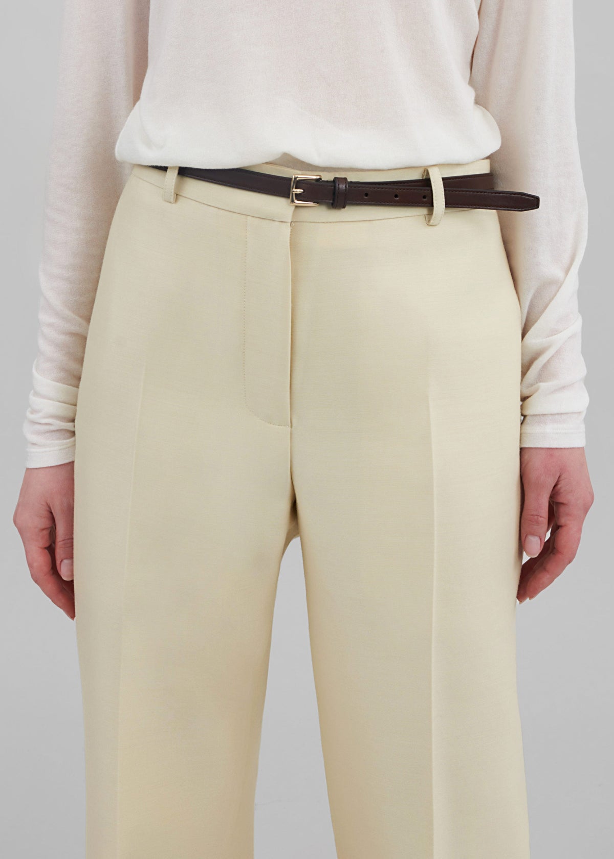 Emra Silk Trousers - Pale Yellow - 5