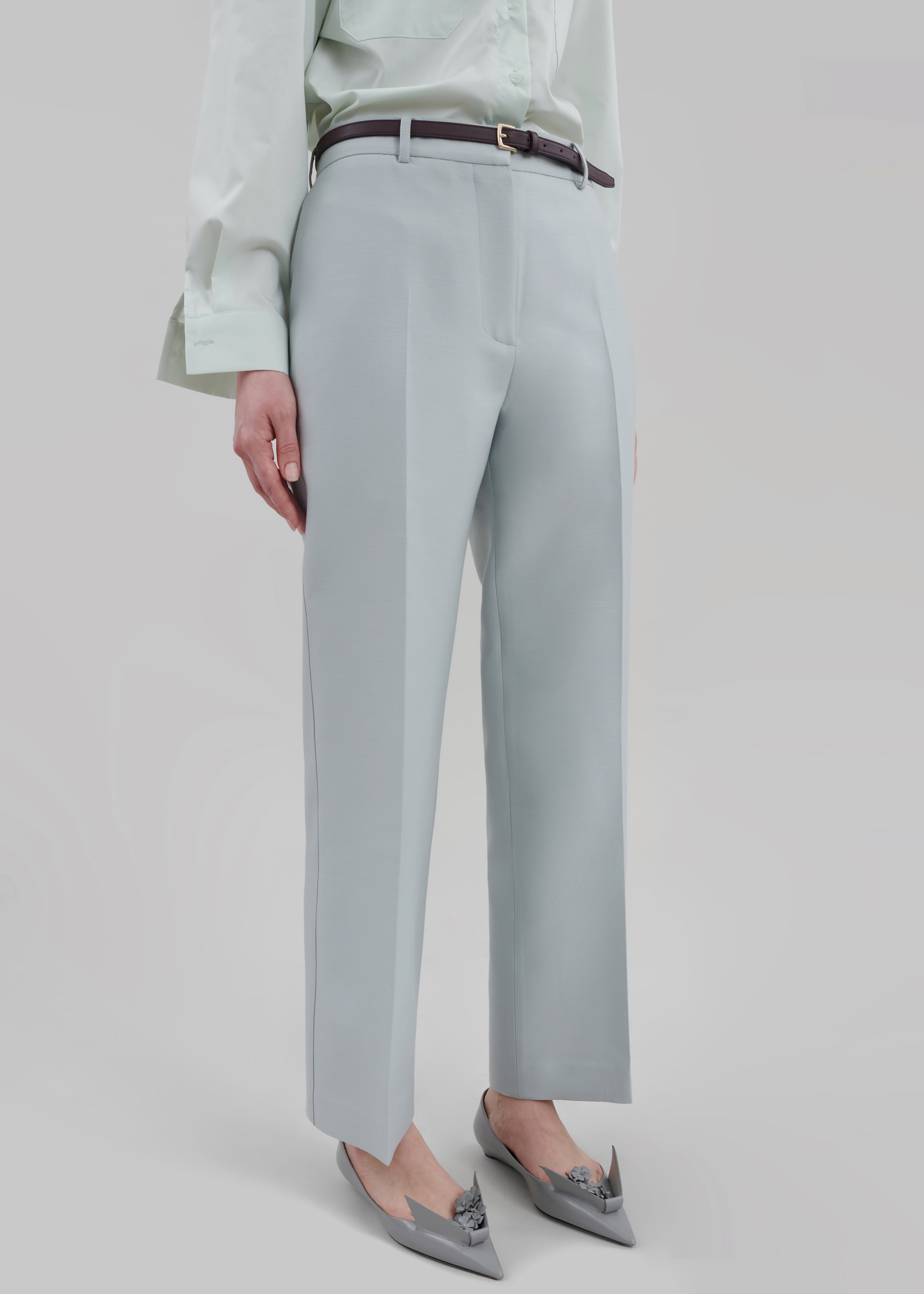 Emra Silk Trousers - Dusty Blue - 2