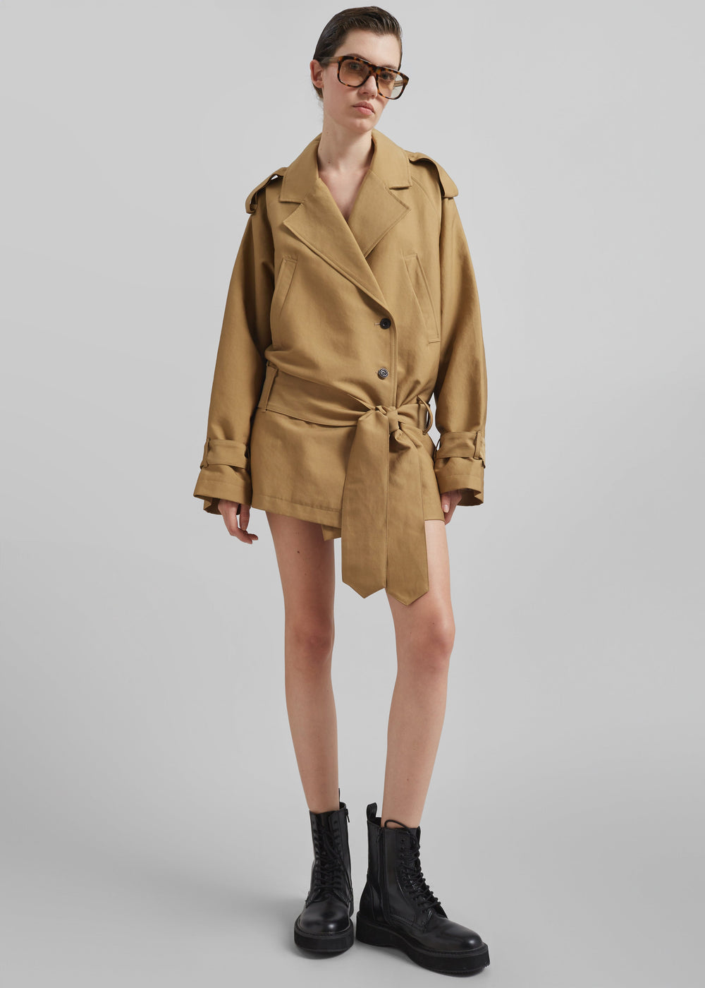 Emsbury Short Trench - Beige - 1