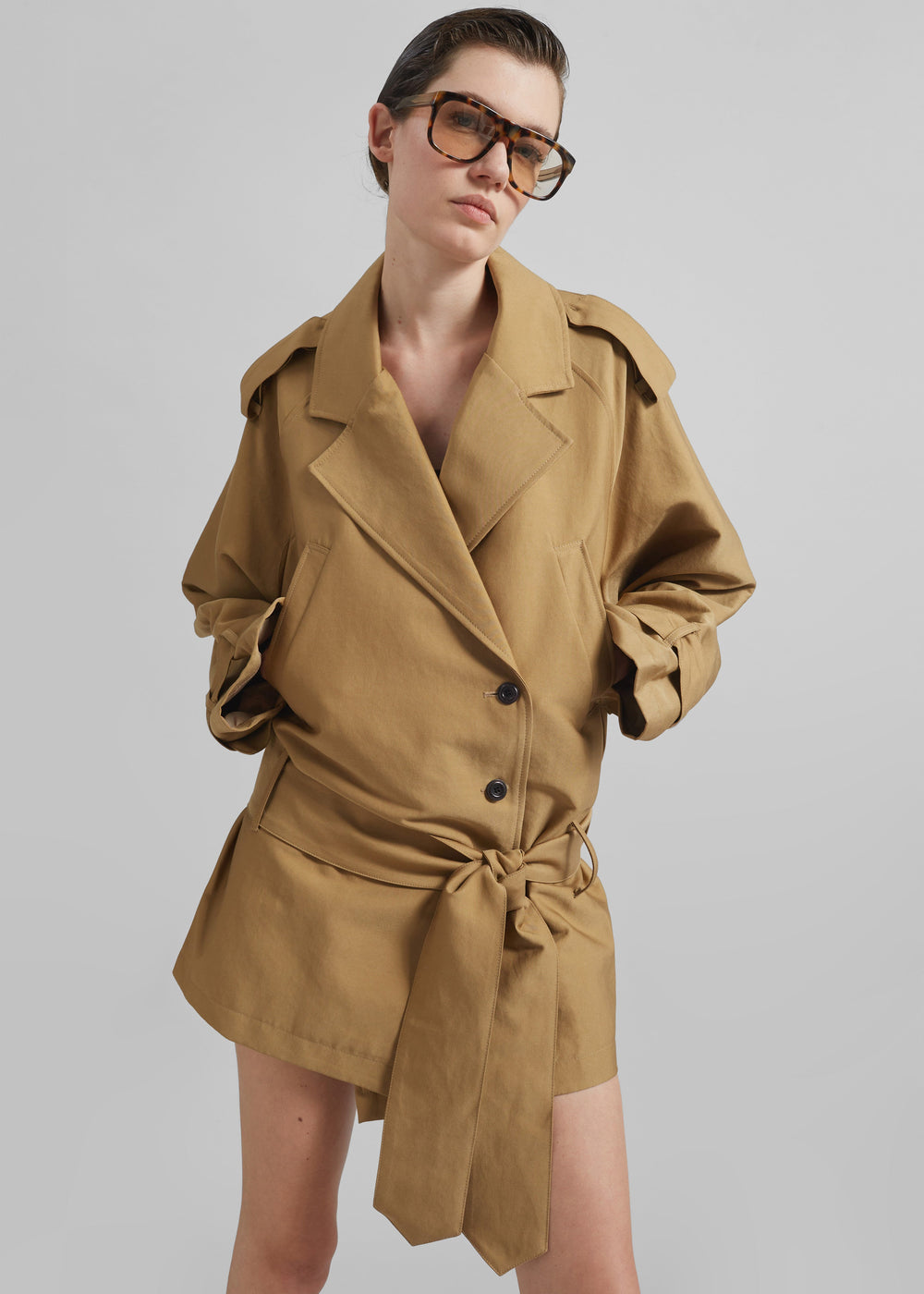 Emsbury Short Trench - Beige