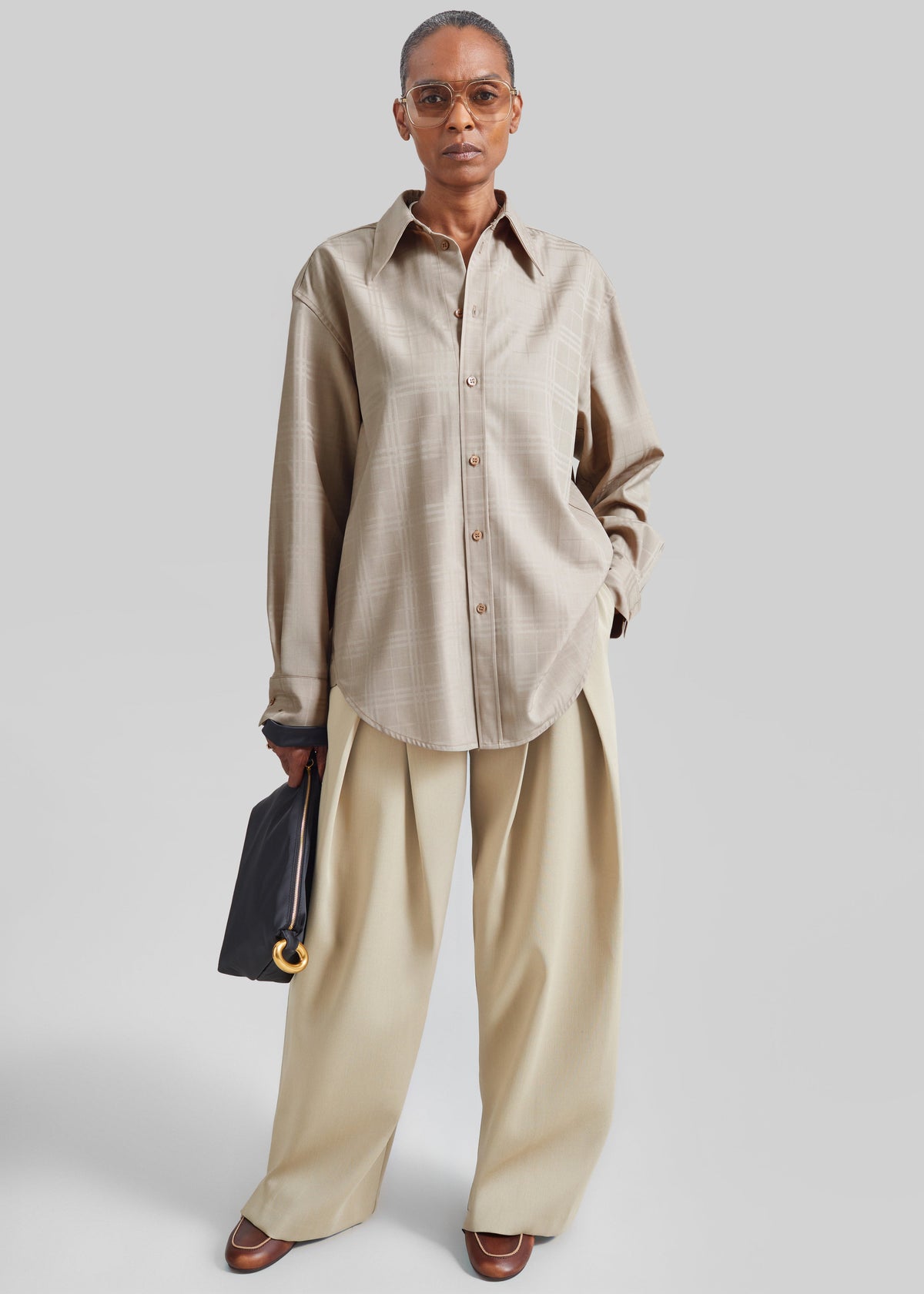 Camicia Ennio tono su tono - Quadri beige