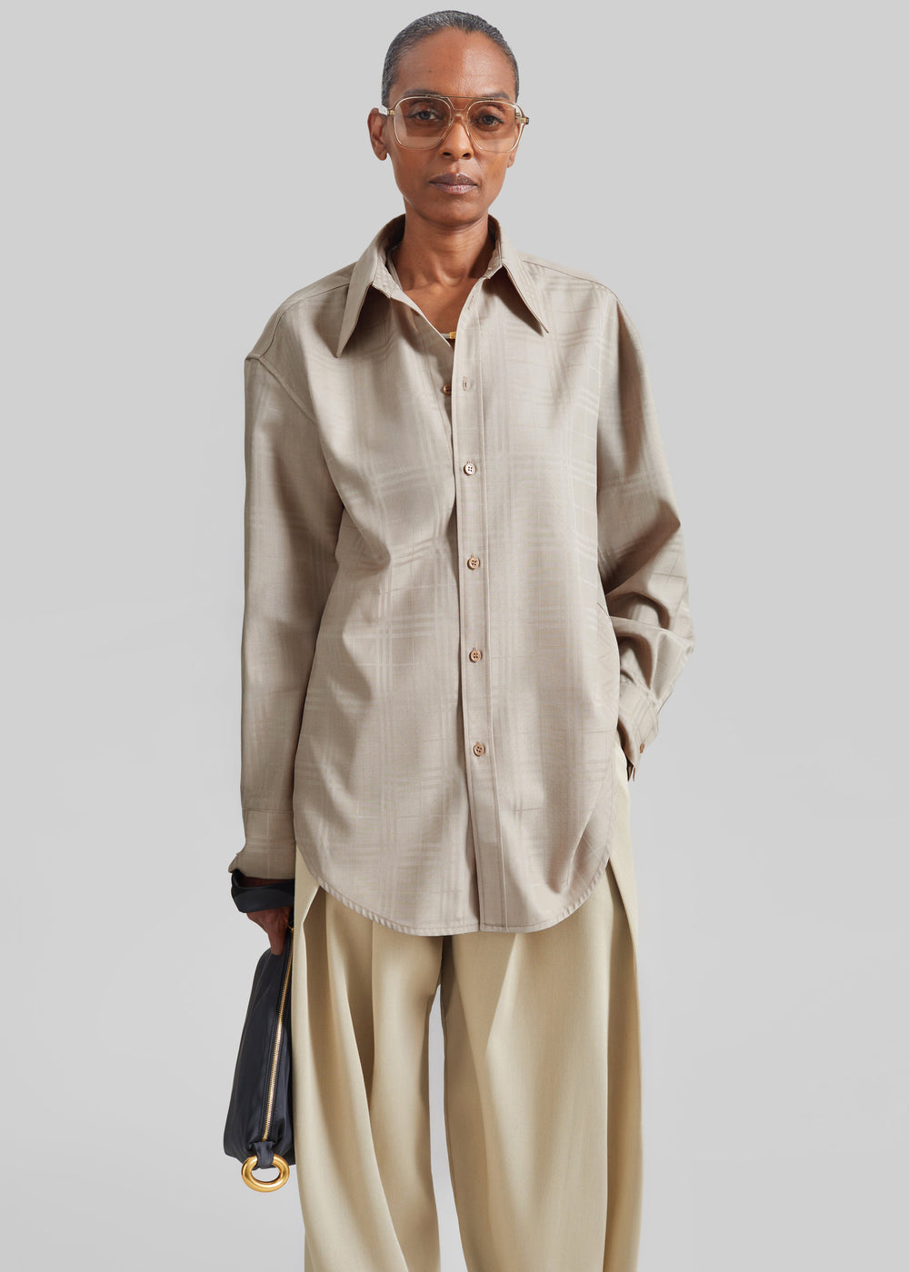 Ennio Tonal Shirt - Checked Beige