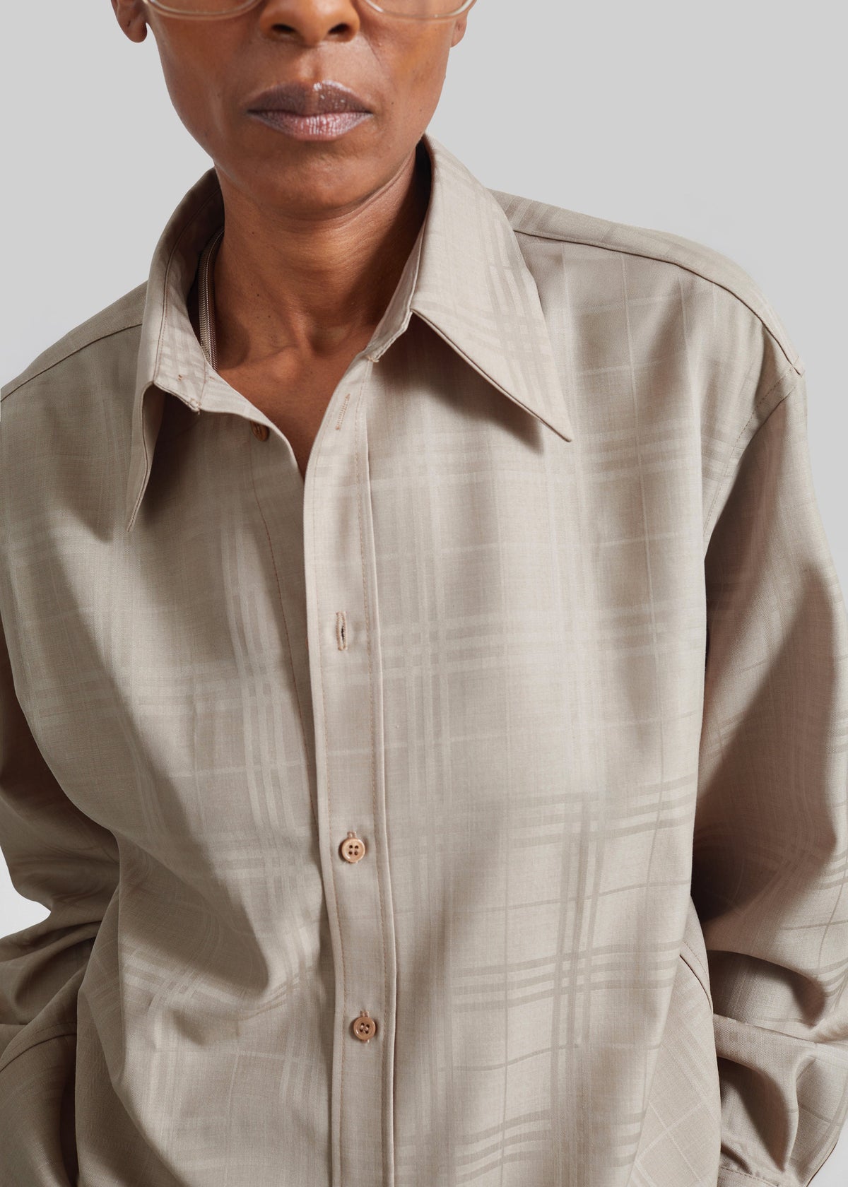 Camicia Ennio tono su tono - Quadri beige