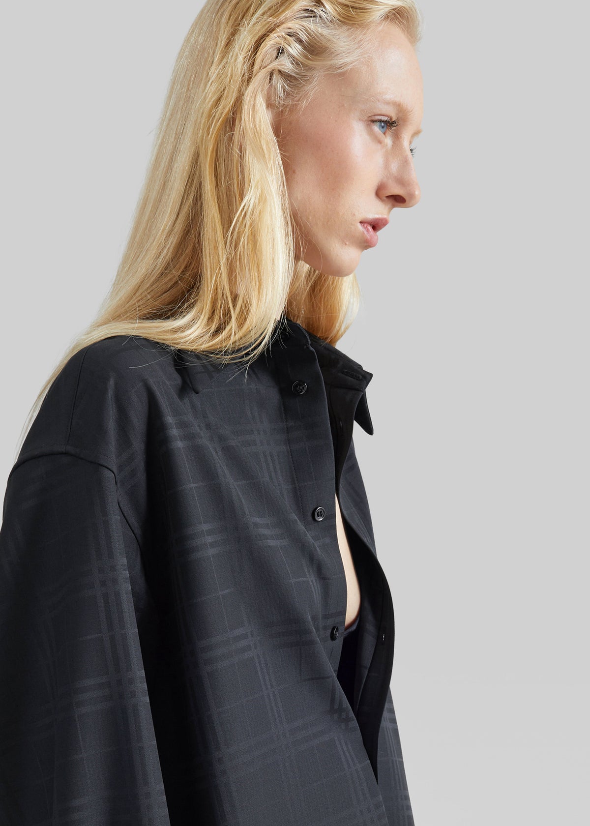 Camicia Ennio tono su tono - Quadri neri