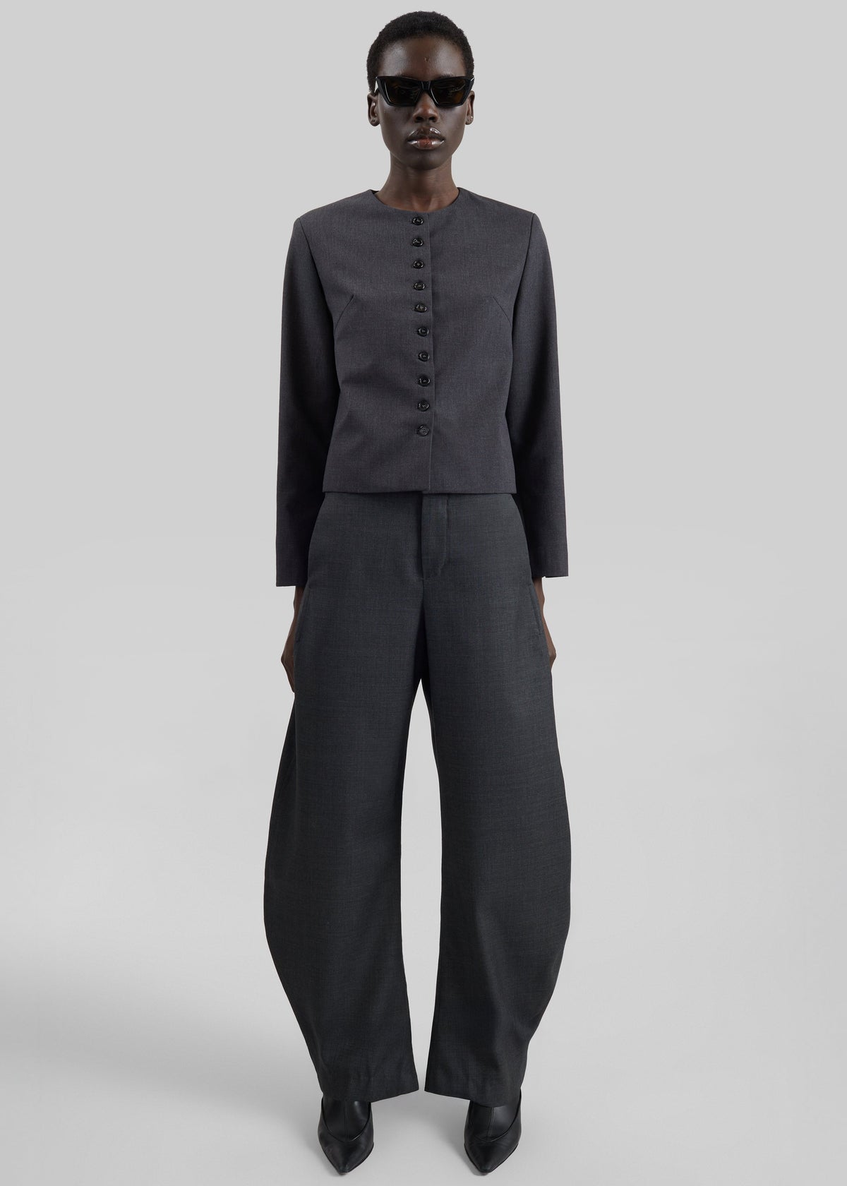 Pantaloni barrel Enya - Grigio scuro mélange