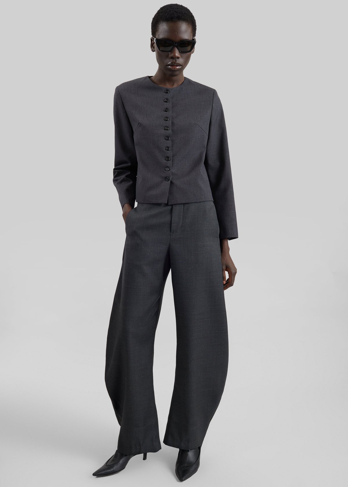 Pantaloni barrel Enya - Grigio scuro mélange