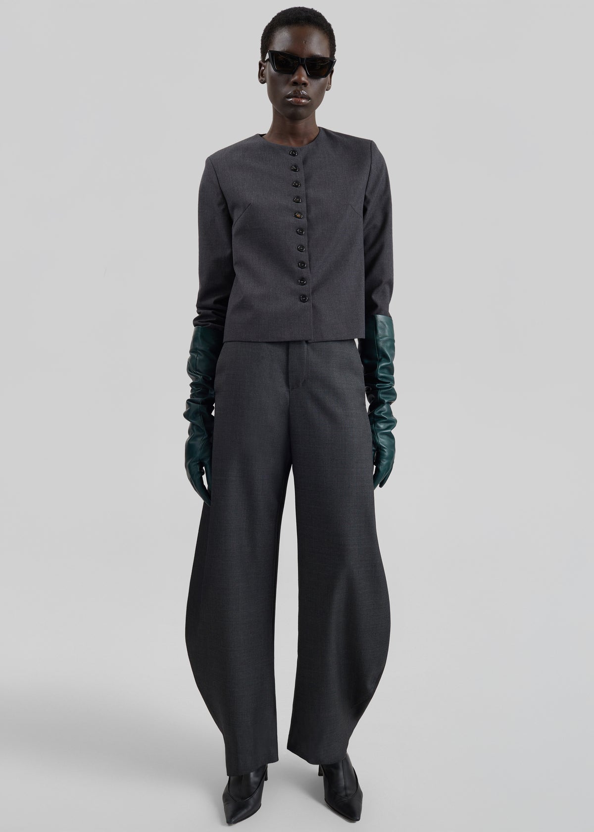 Pantaloni barrel Enya - Grigio scuro mélange